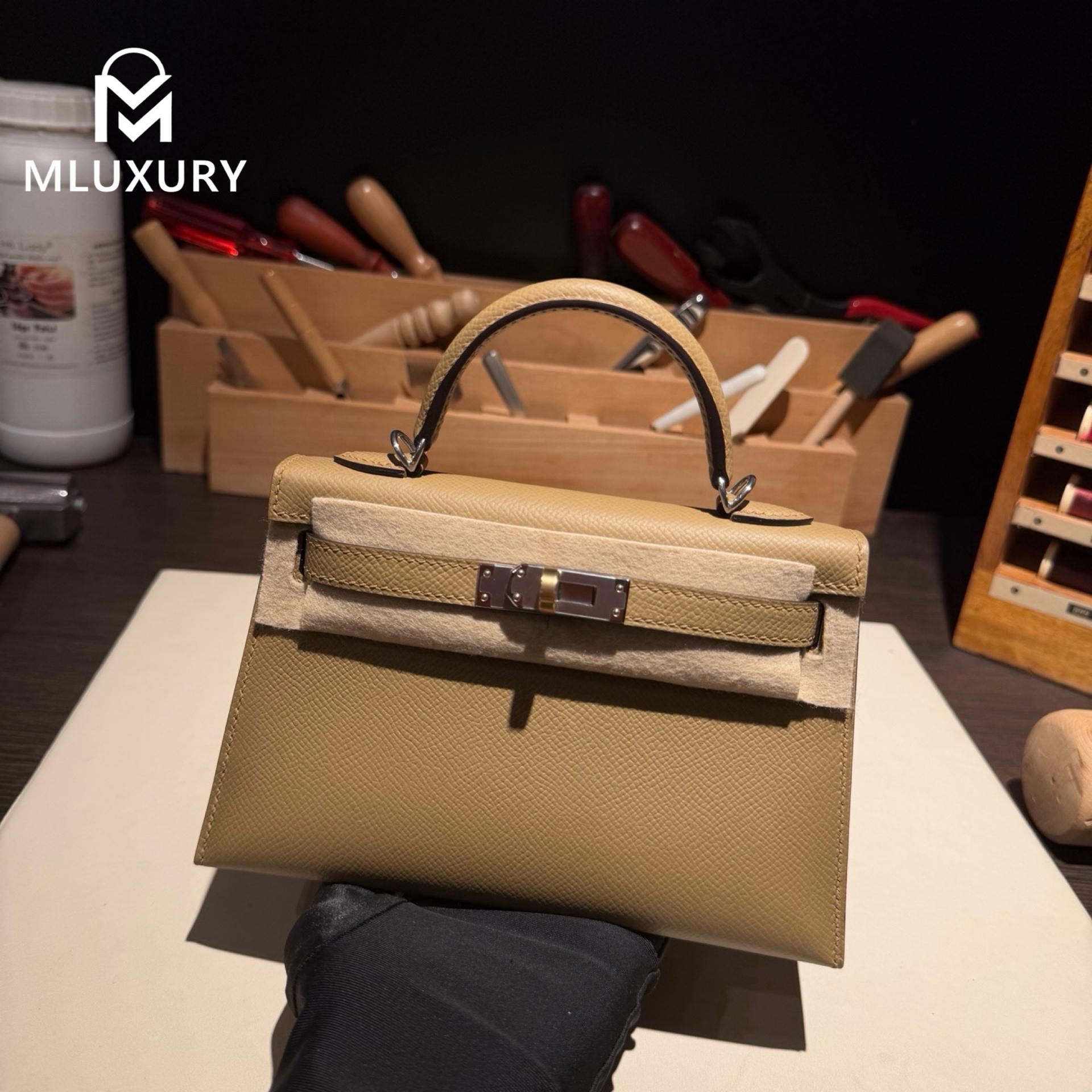 Hermès Mini Kelly II, Genuine Epsom leather, New color from 2026, 2D Dune, Double clasp