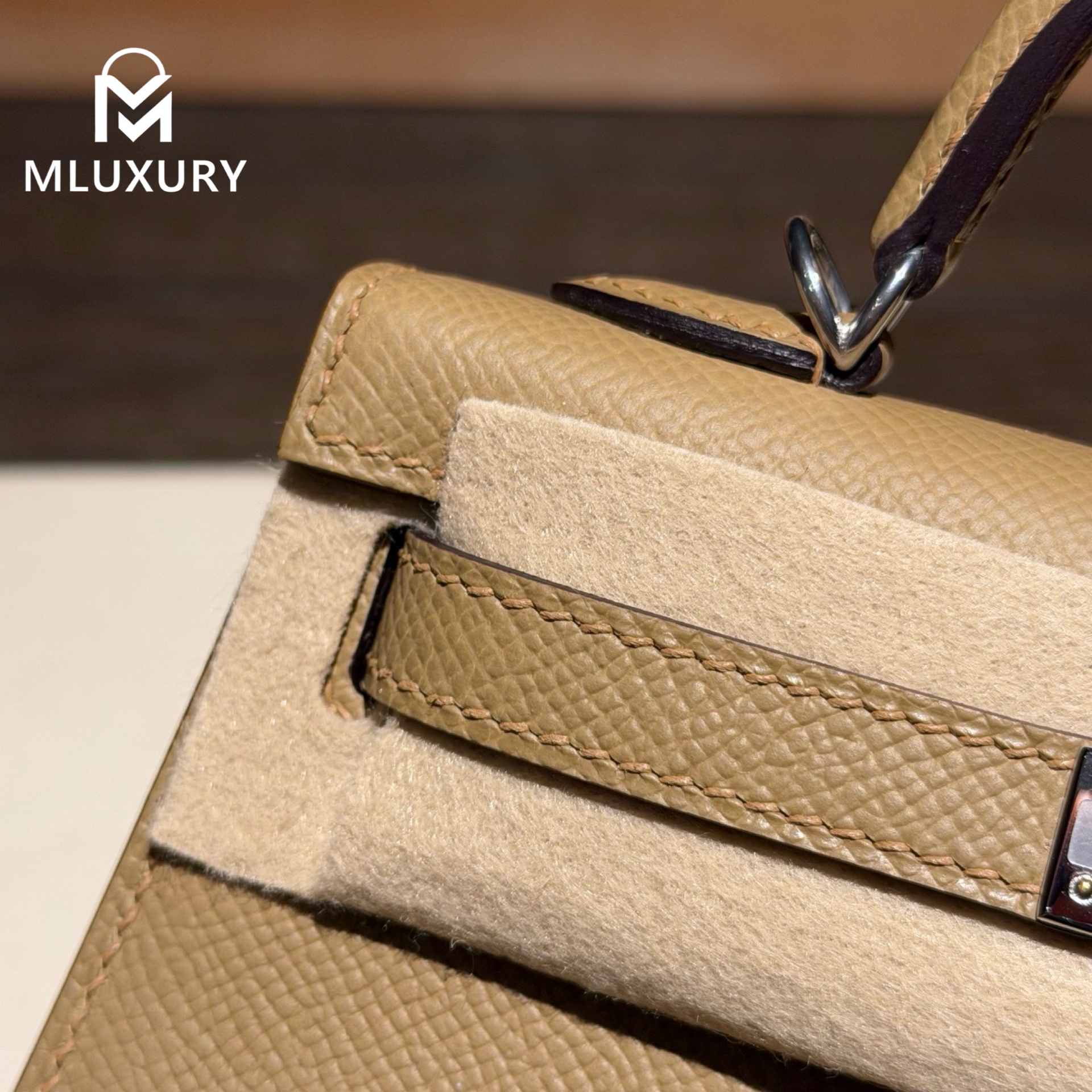 Hermès Mini Kelly II, Genuine Epsom leather, New color from 2026, 2D Dune, Double clasp