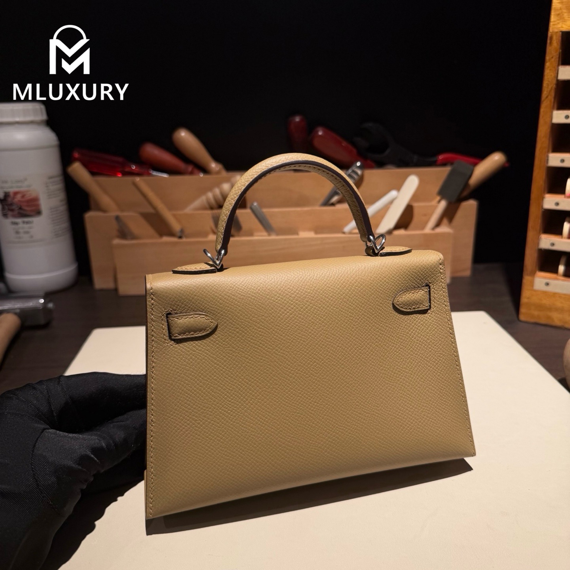 Hermès Mini Kelly II, Genuine Epsom leather, New color from 2026, 2D Dune, Double clasp