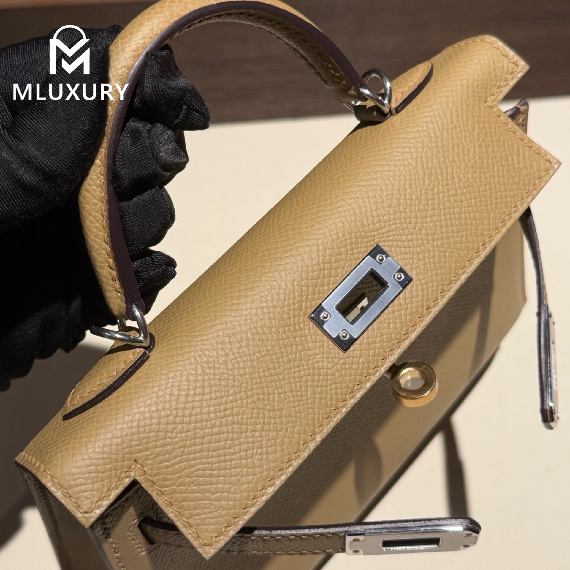 Hermès Mini Kelly II, Genuine Epsom leather, New color from 2026, 2D Dune, Double clasp