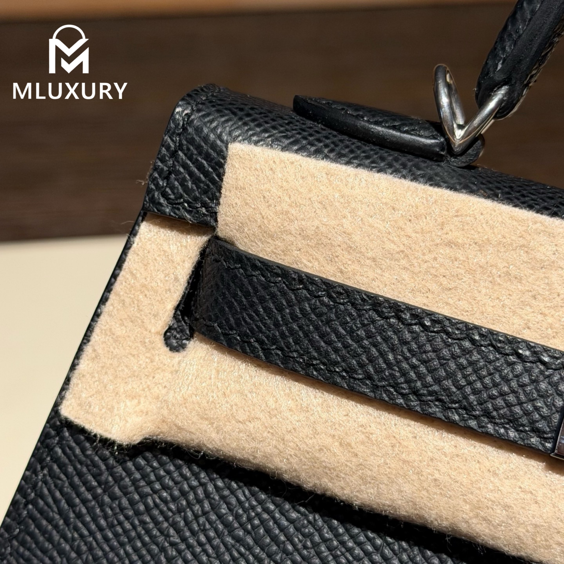 Hermès Mini Kelly II, Genuine Epsom leather, Black, double buckle