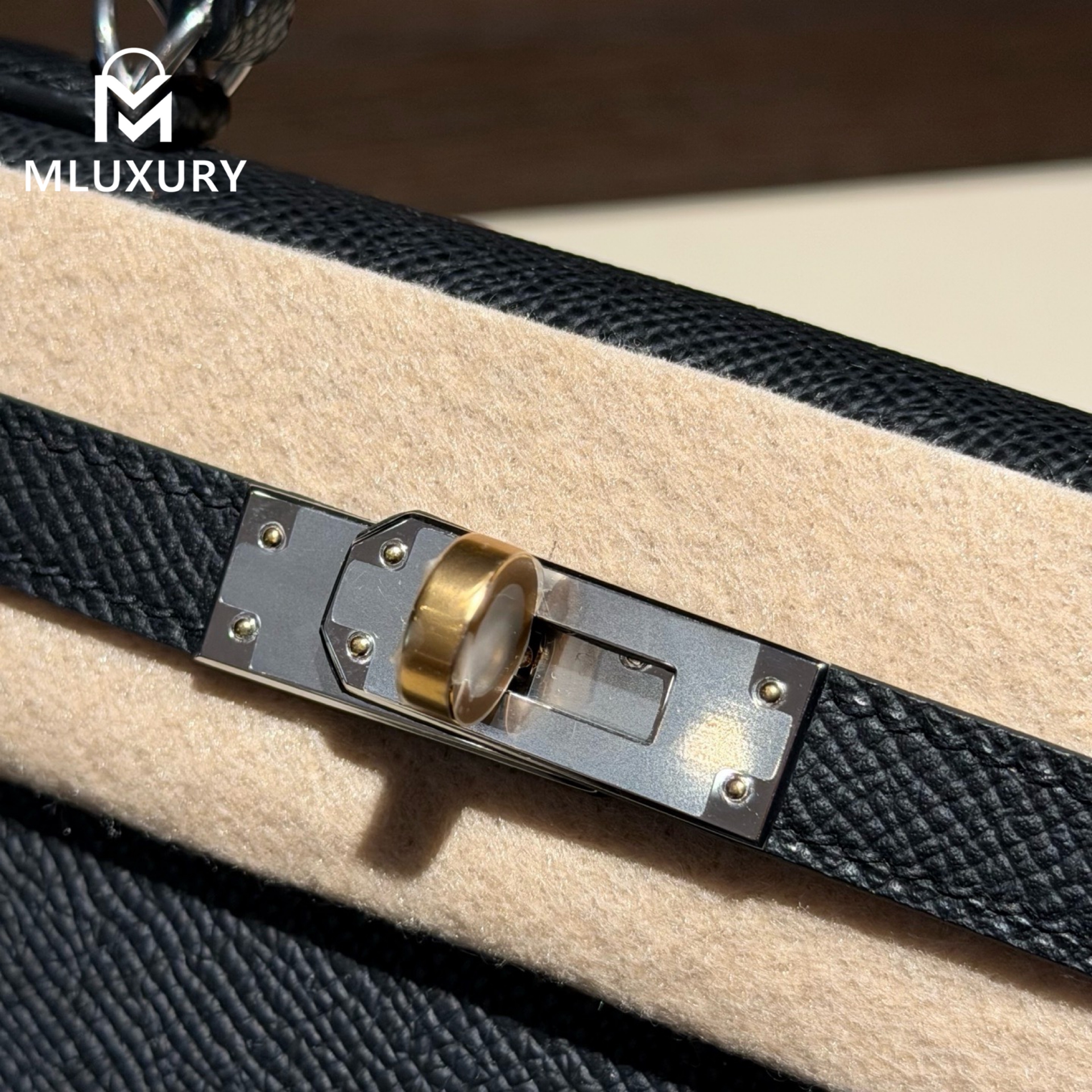 Hermès Mini Kelly II, Genuine Epsom leather, Black, double buckle