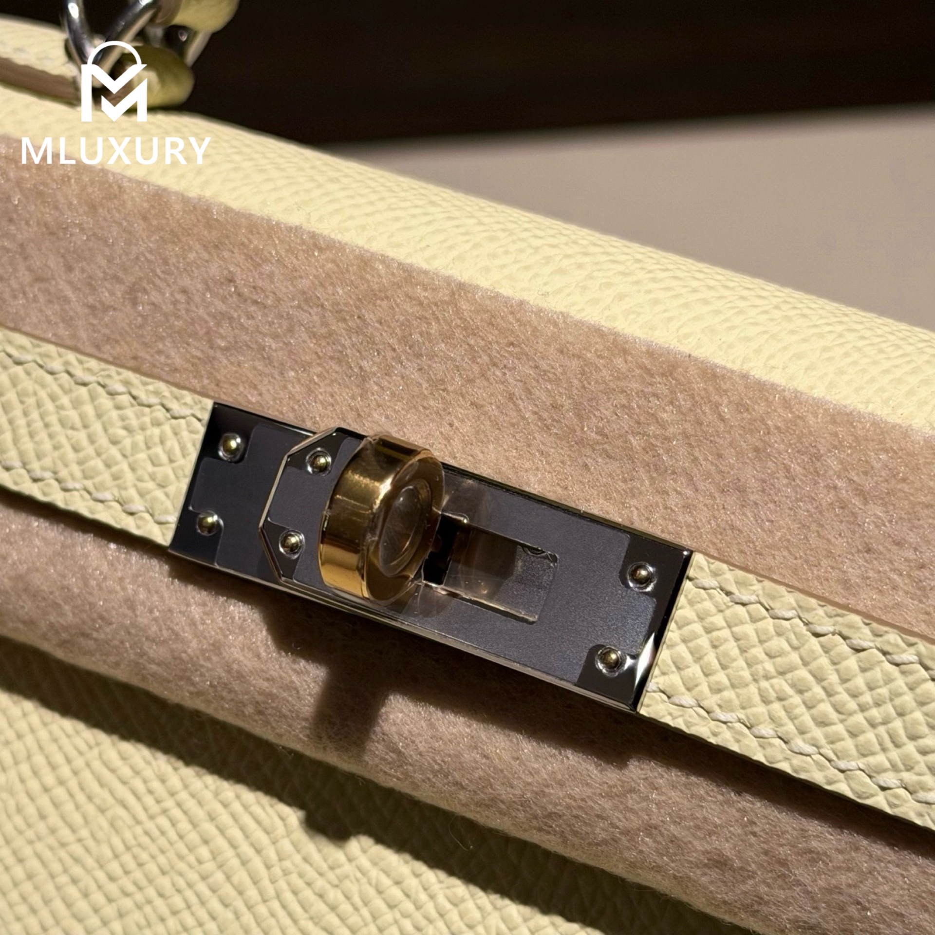 Hermès Mini Kelly II, Genuine Epsom leather, Milton yellow, double clasp