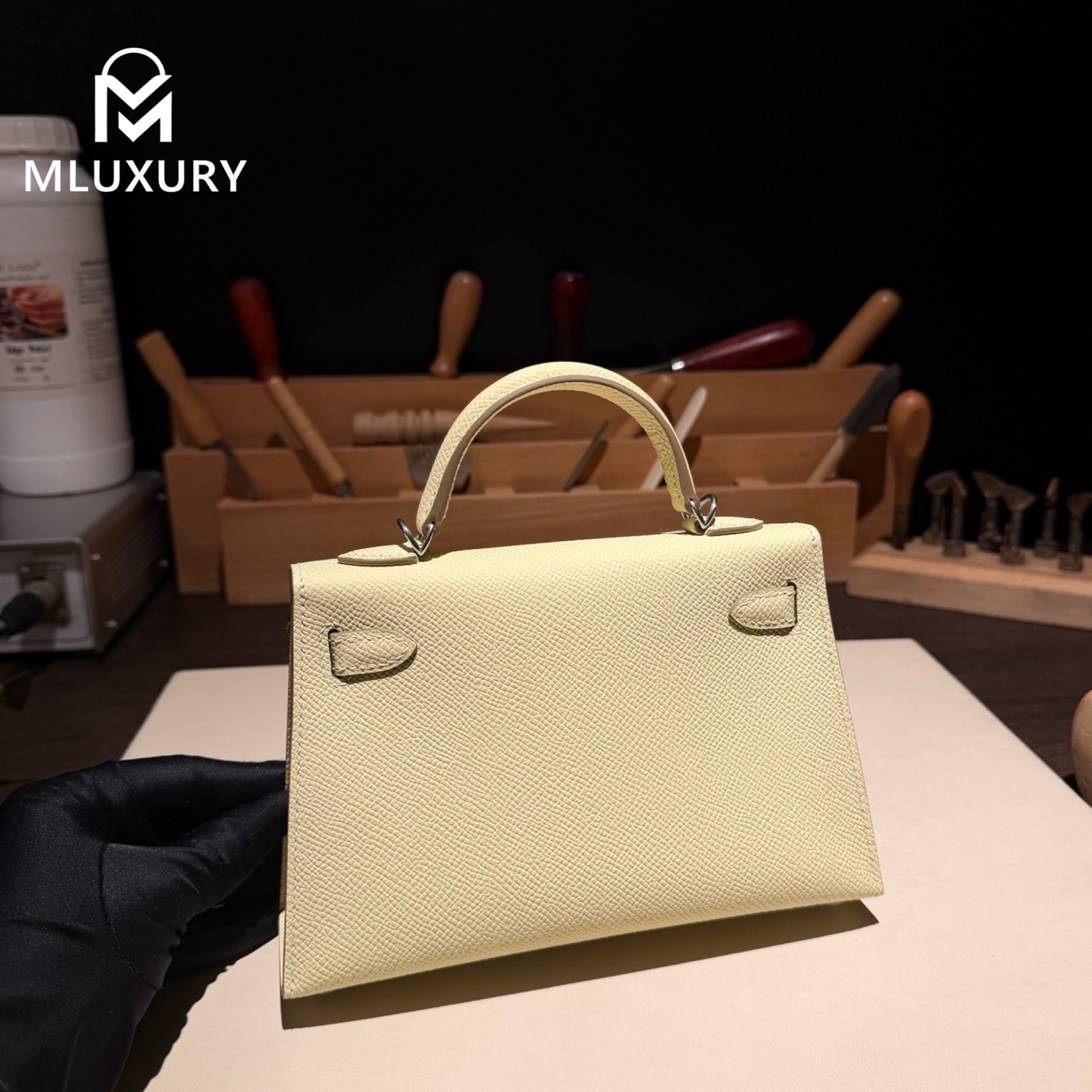 Hermès Mini Kelly II, Genuine Epsom leather, Milton yellow, double clasp
