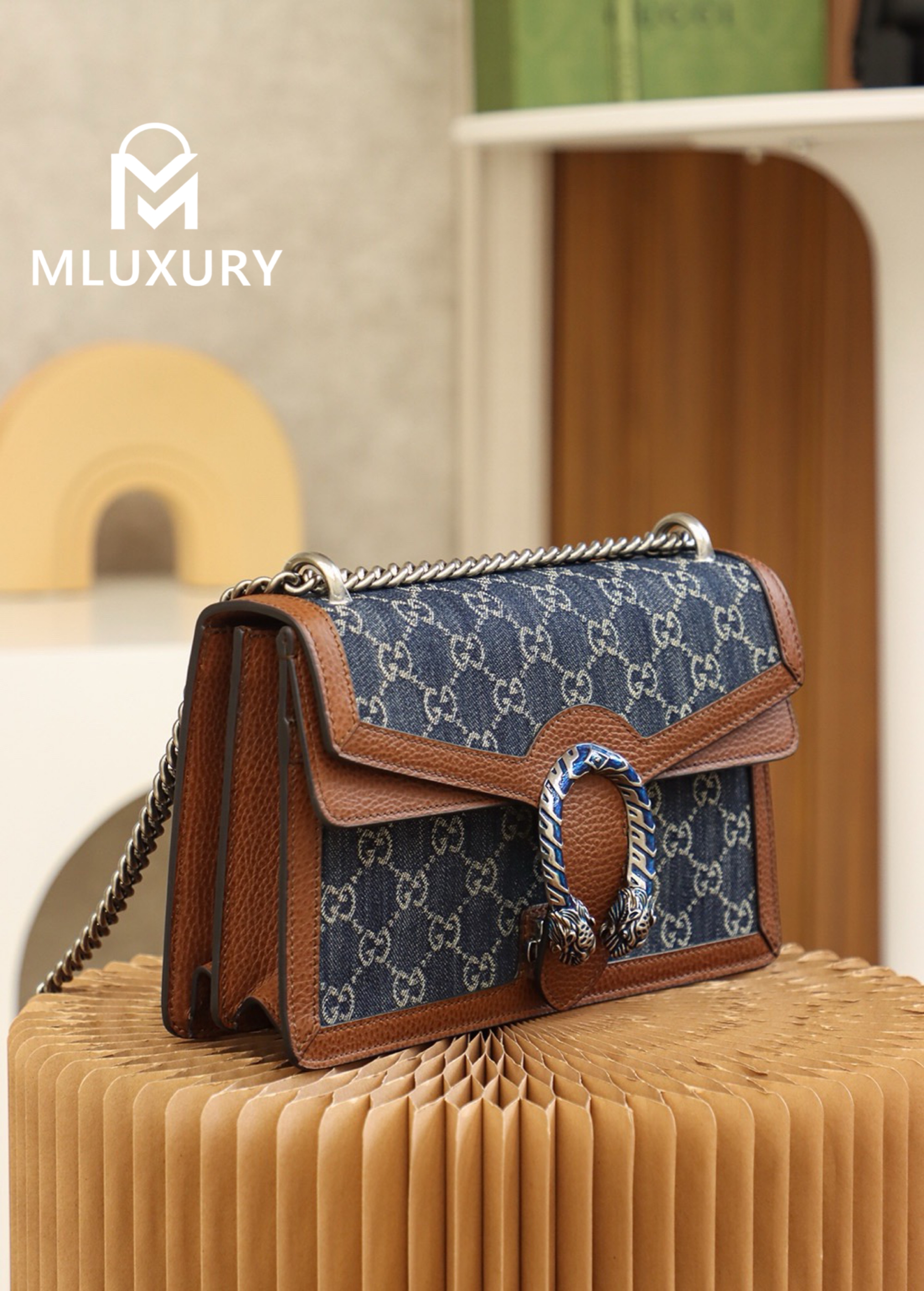GUCCI Dionysus 28 Vintage Denim, Original Leather
