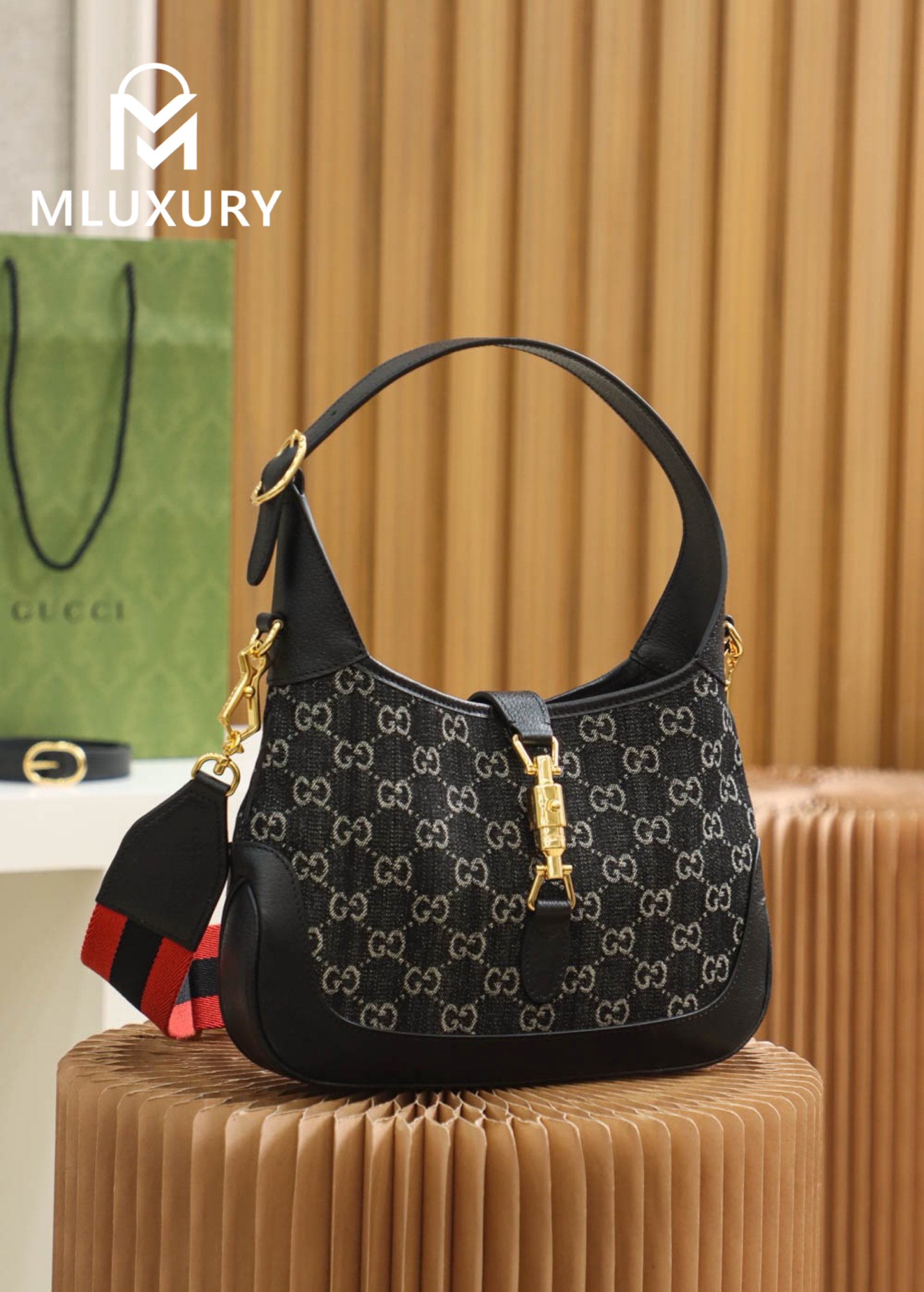GUCCI Jackie 1961 Denim, Original Leather
