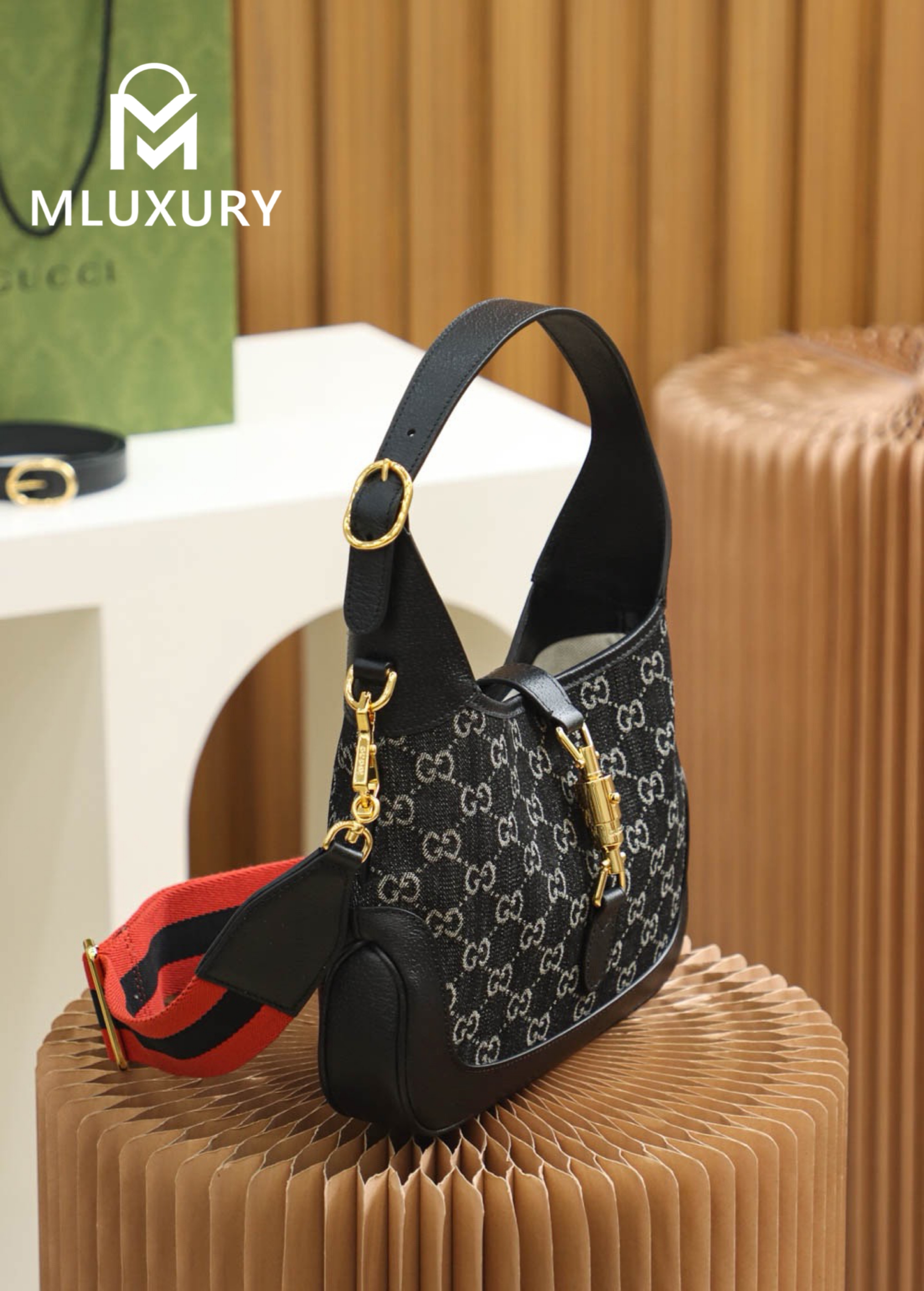 GUCCI Jackie 1961 Denim, Original Leather