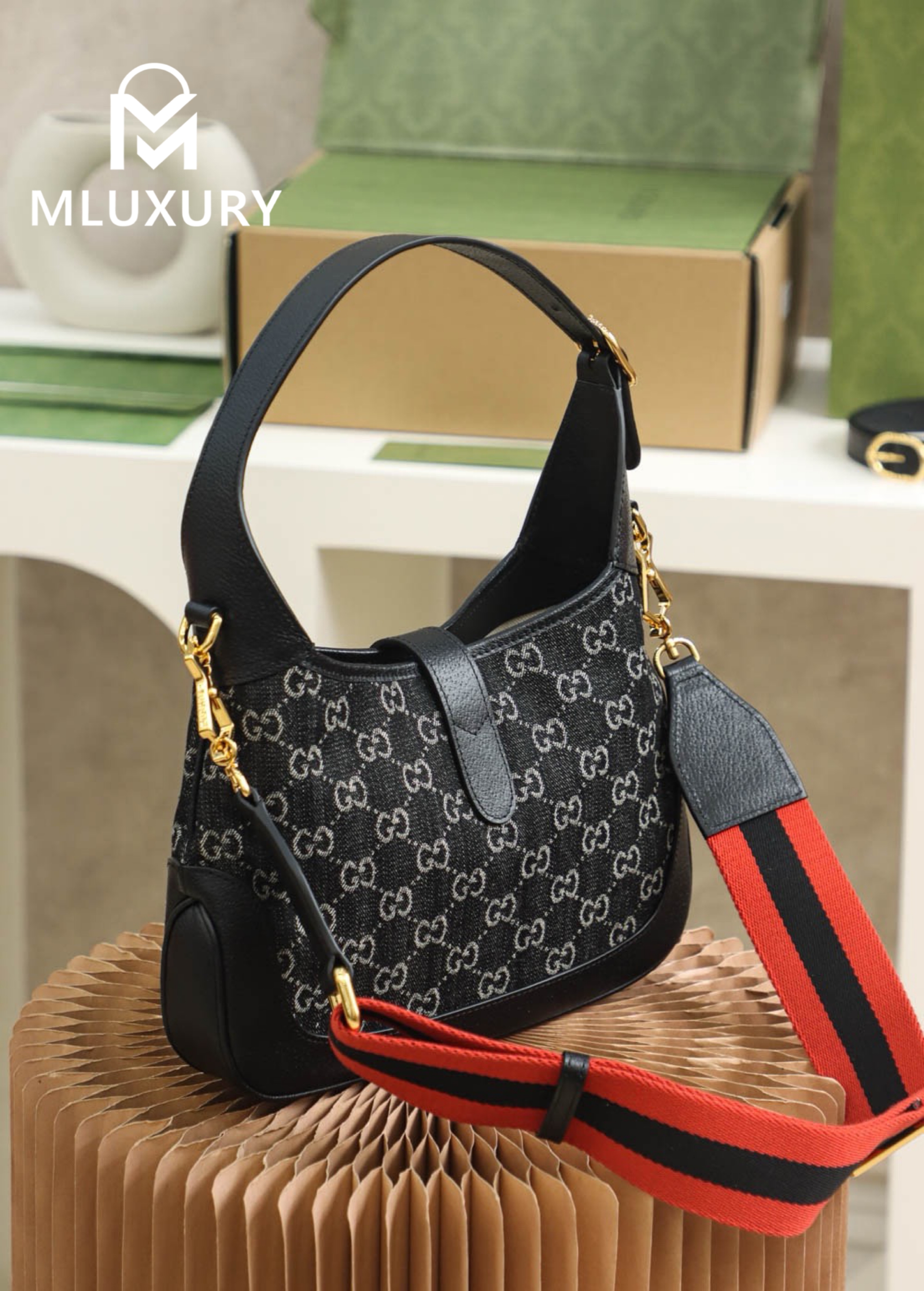 GUCCI Jackie 1961 Denim, Original Leather