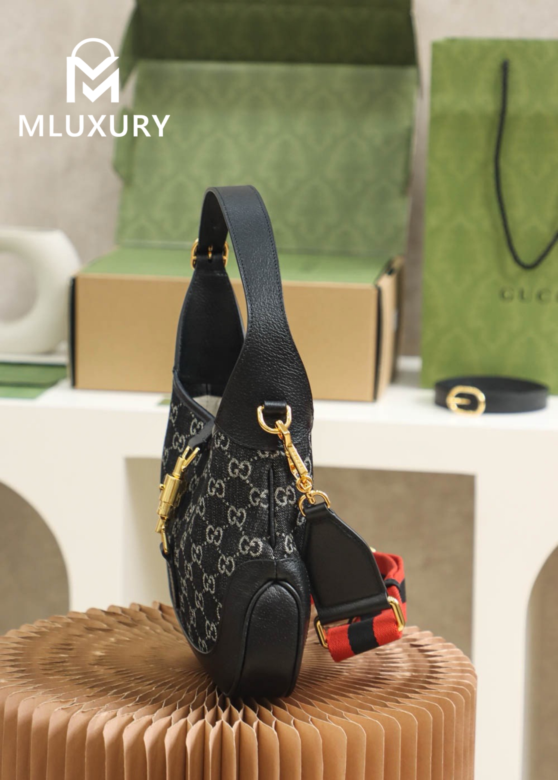 GUCCI Jackie 1961 Denim, Original Leather