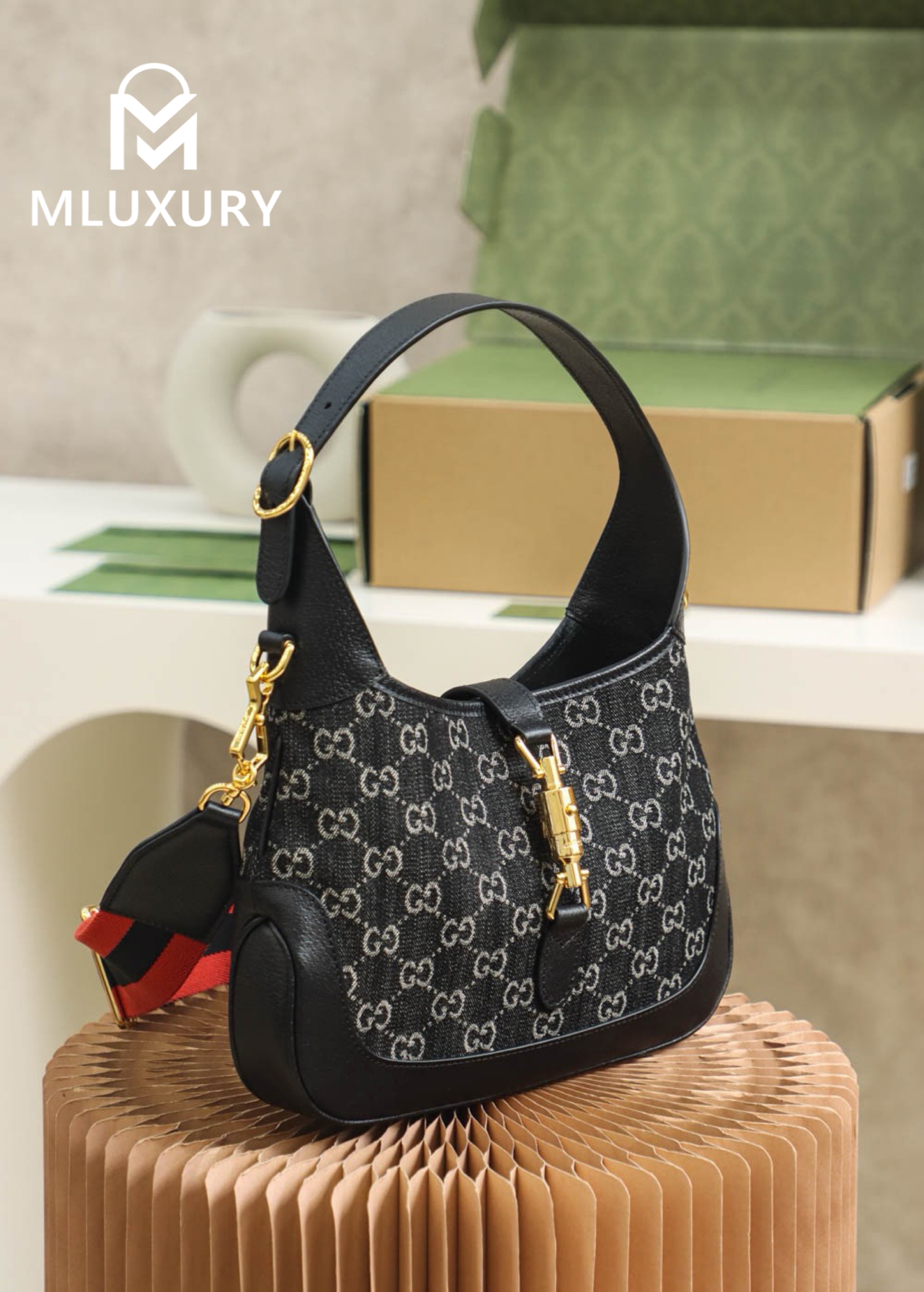 GUCCI Jackie 1961 Denim, Original Leather