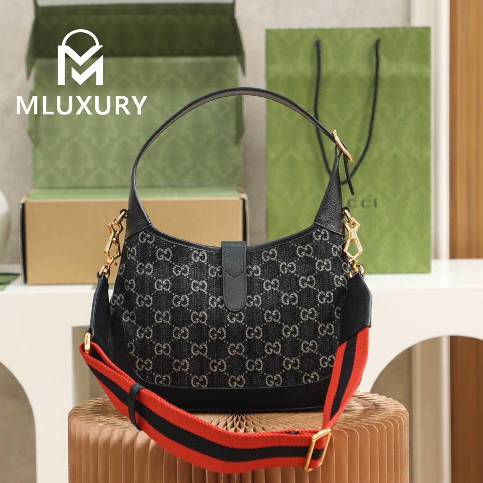 GUCCI Jackie 1961 Denim, Original Leather