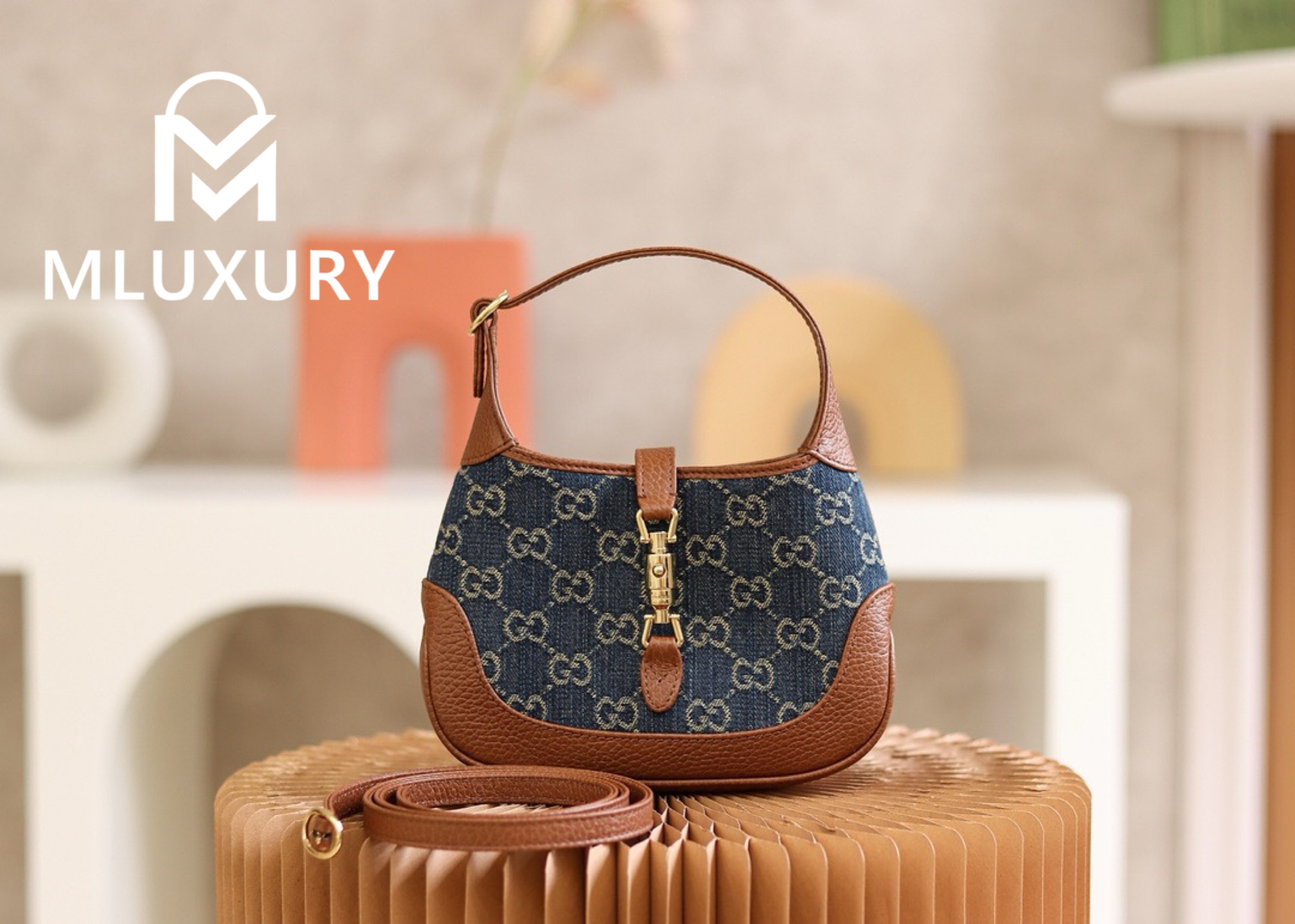 GUCCI Jackie 1961 Mini Vintage Denim Collection, Original Leather