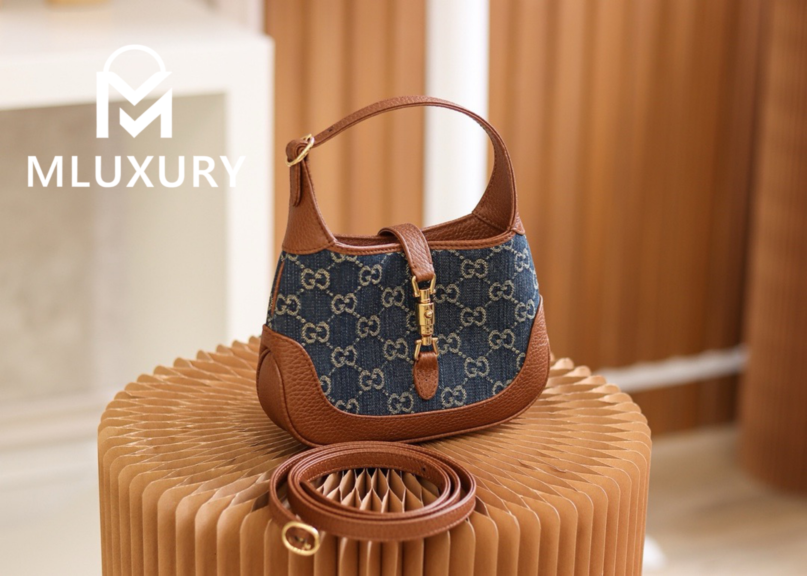 GUCCI Jackie 1961 Mini Vintage Denim Collection, Original Leather