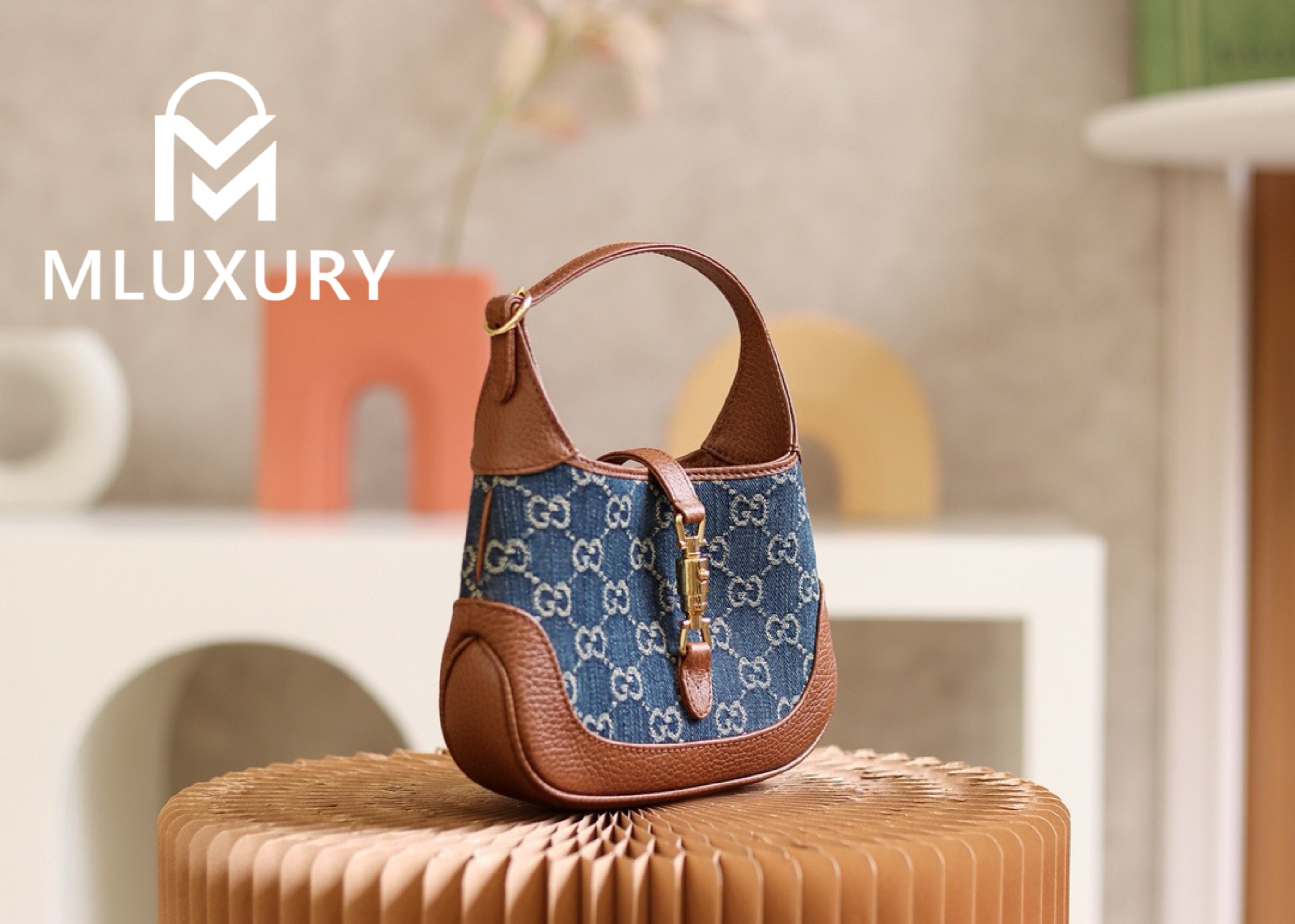 GUCCI Jackie 1961 Mini Vintage Denim Collection, Original Leather