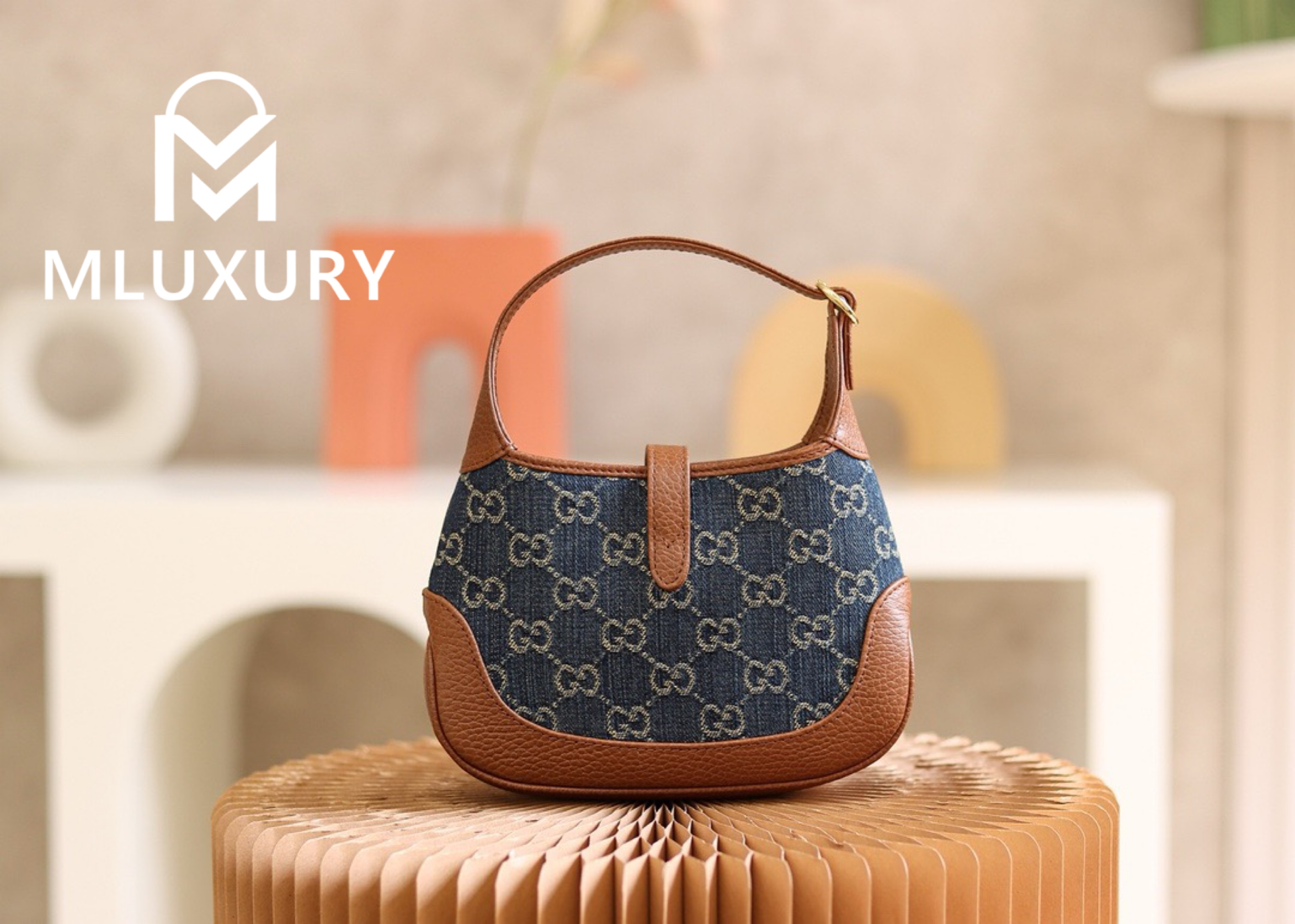 GUCCI Jackie 1961 Mini Vintage Denim Collection, Original Leather