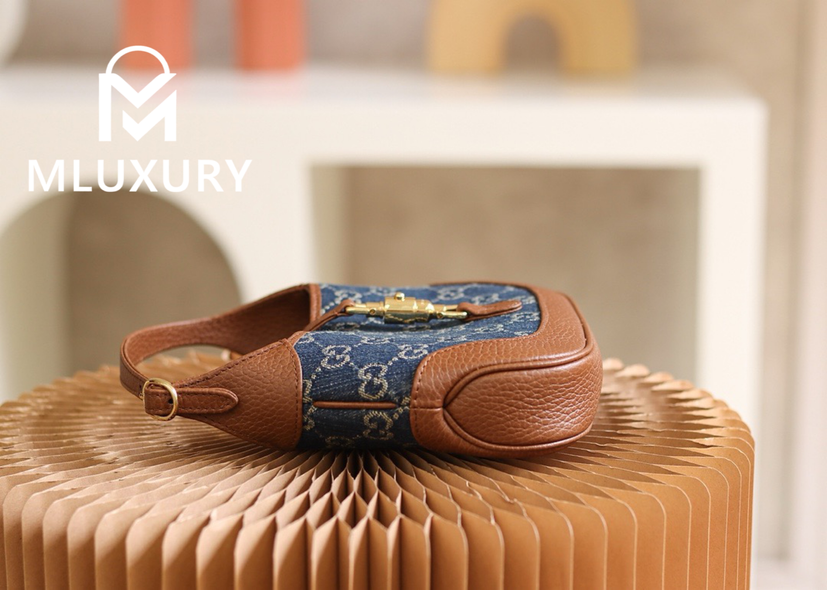 GUCCI Jackie 1961 Mini Vintage Denim Collection, Original Leather