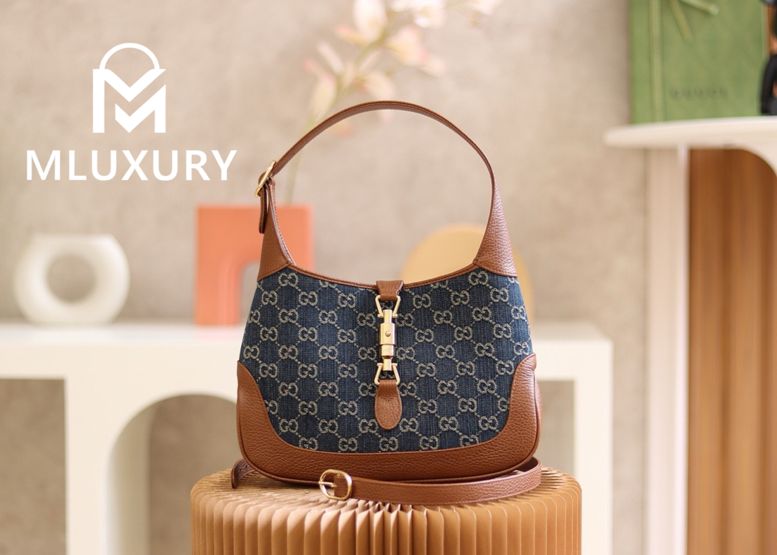 GUCCI Jackie 1961 Vintage Denim Collection, Original Leather