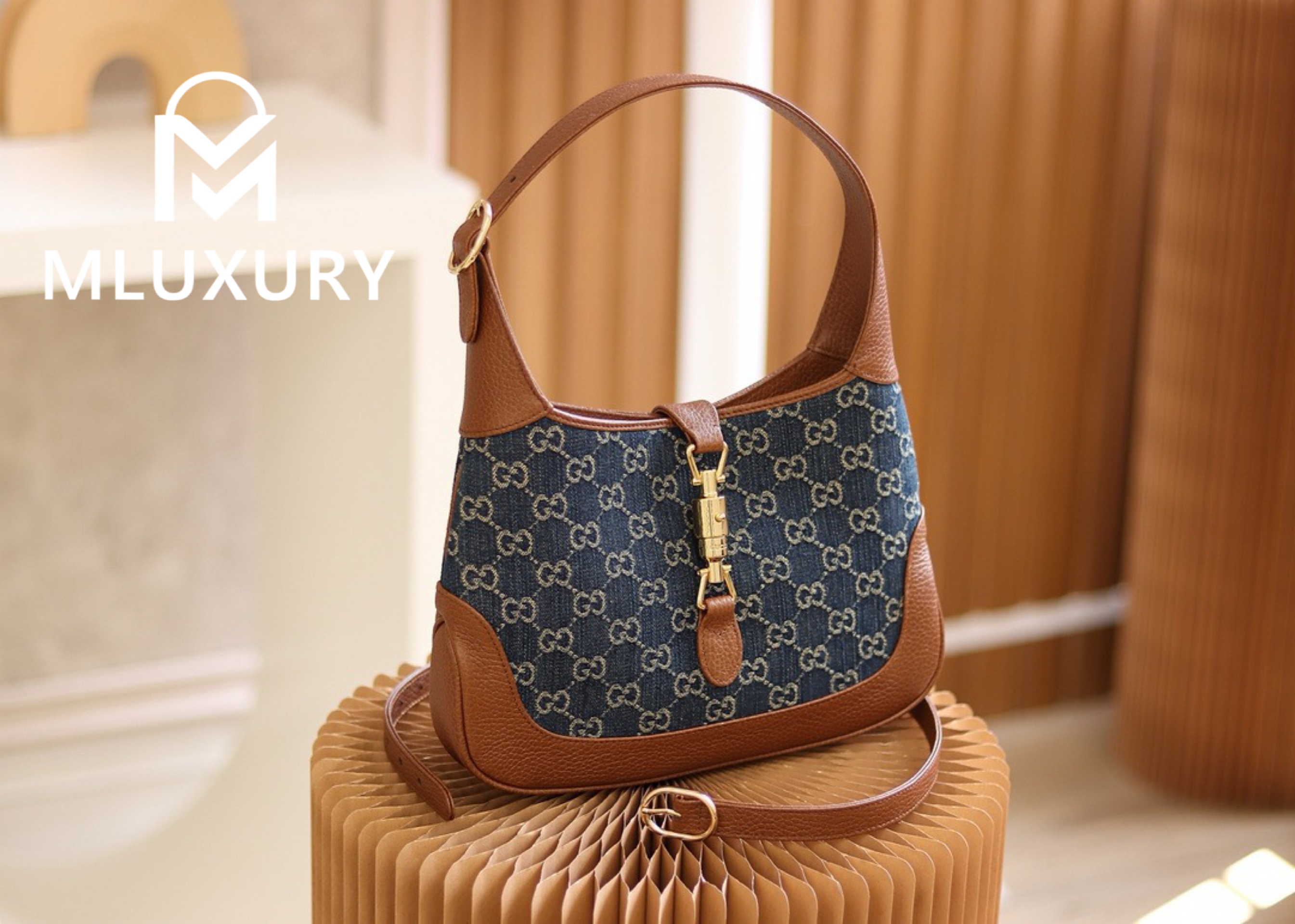 GUCCI Jackie 1961 Vintage Denim Collection, Original Leather