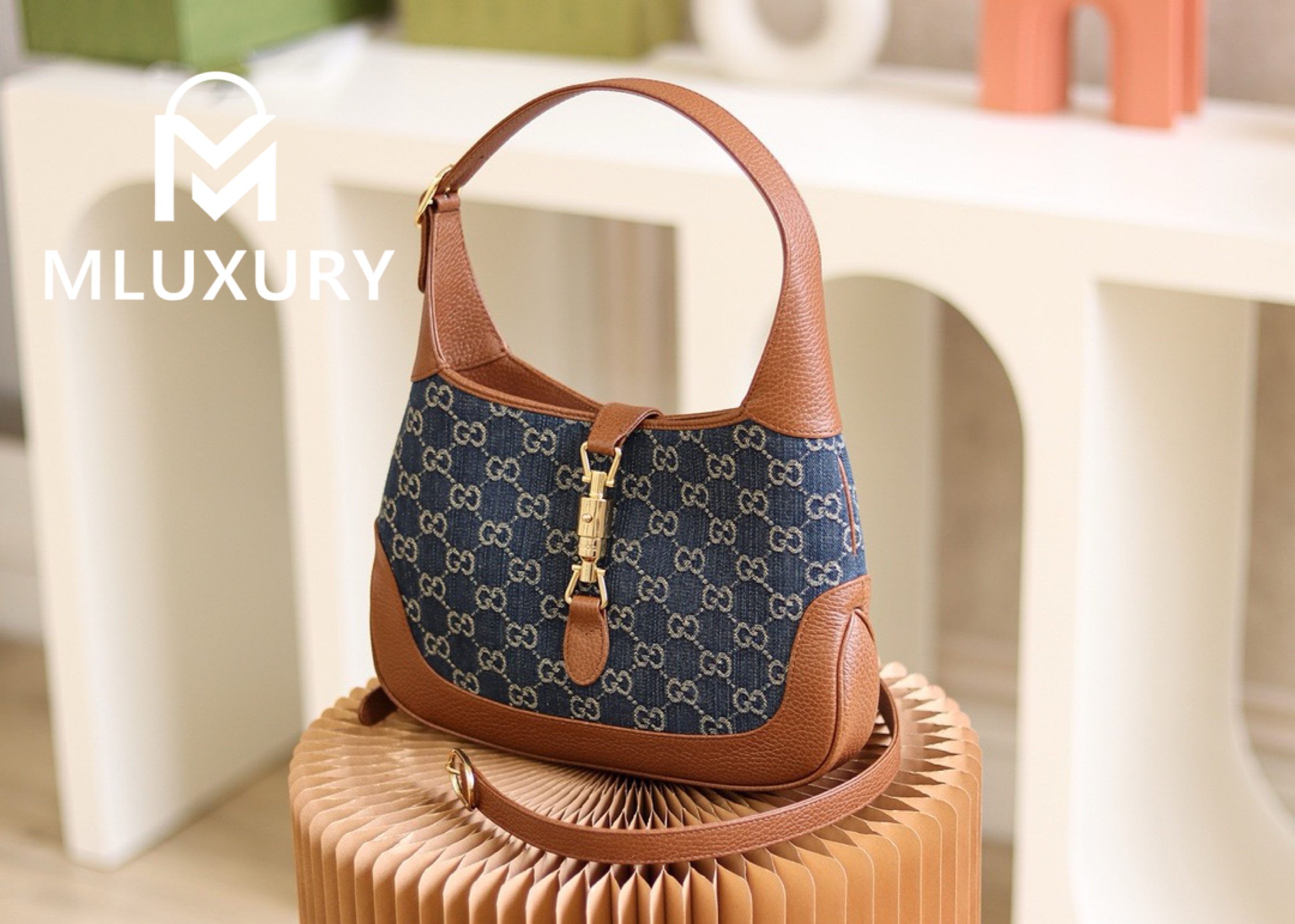 GUCCI Jackie 1961 Vintage Denim Collection, Original Leather