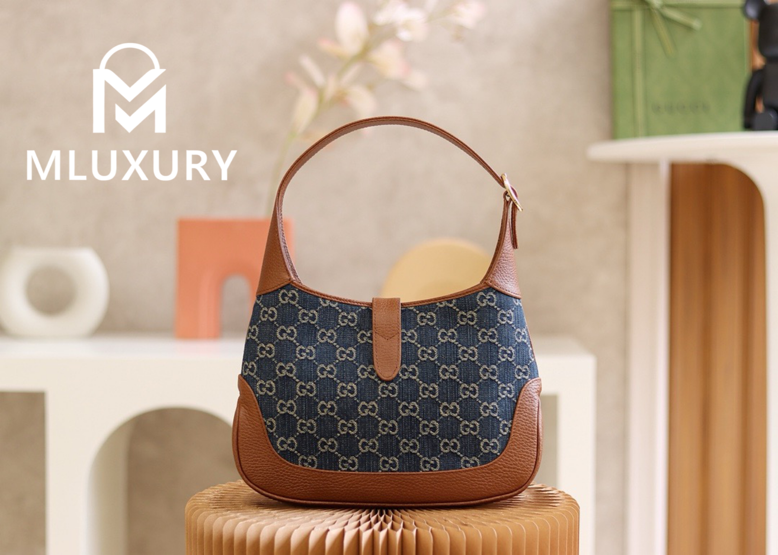 GUCCI Jackie 1961 Vintage Denim Collection, Original Leather