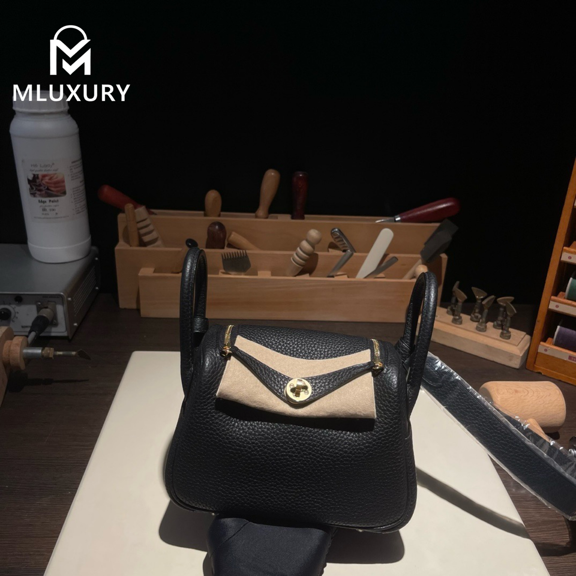 Hermès Mini Lindy II, TC leather, Black, Gold and Silver hardware