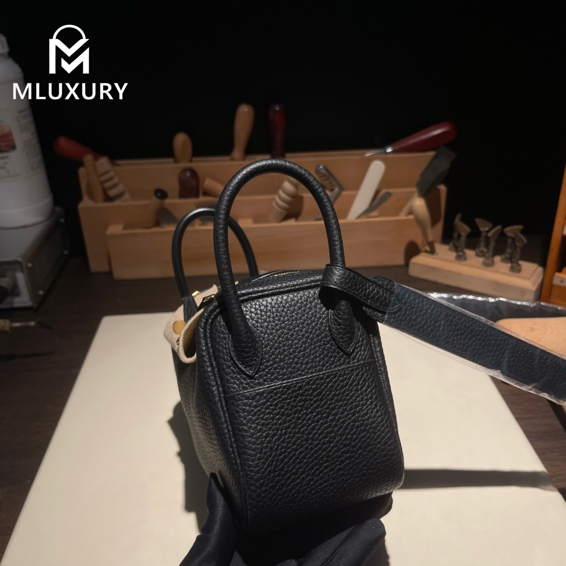 Hermès Mini Lindy II, TC leather, Black, Gold and Silver hardware