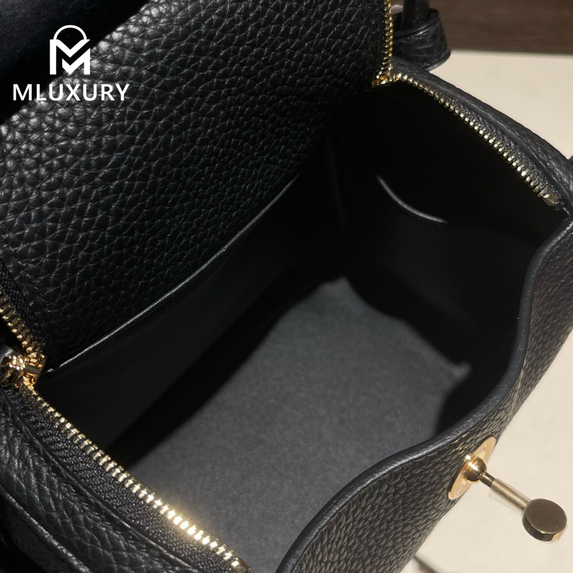 Hermès Mini Lindy II, TC leather, Black, Gold and Silver hardware