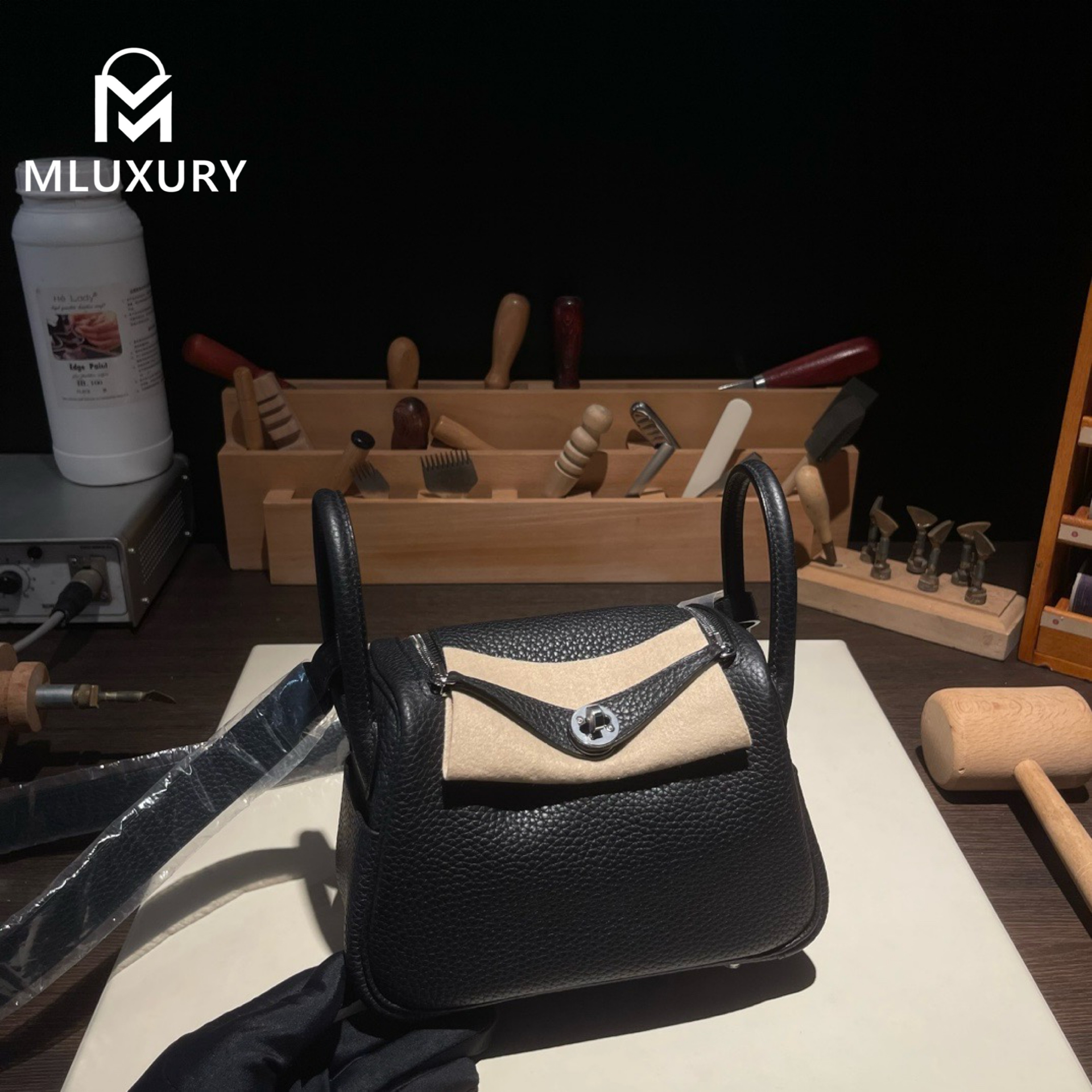 Hermès Mini Lindy II, TC leather, Black, Gold and Silver hardware