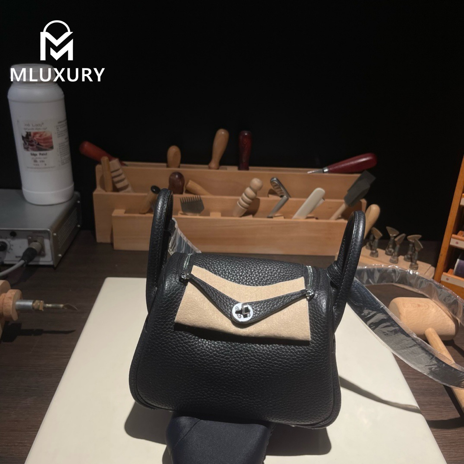 Hermès Mini Lindy II, TC leather, Black, Gold and Silver hardware