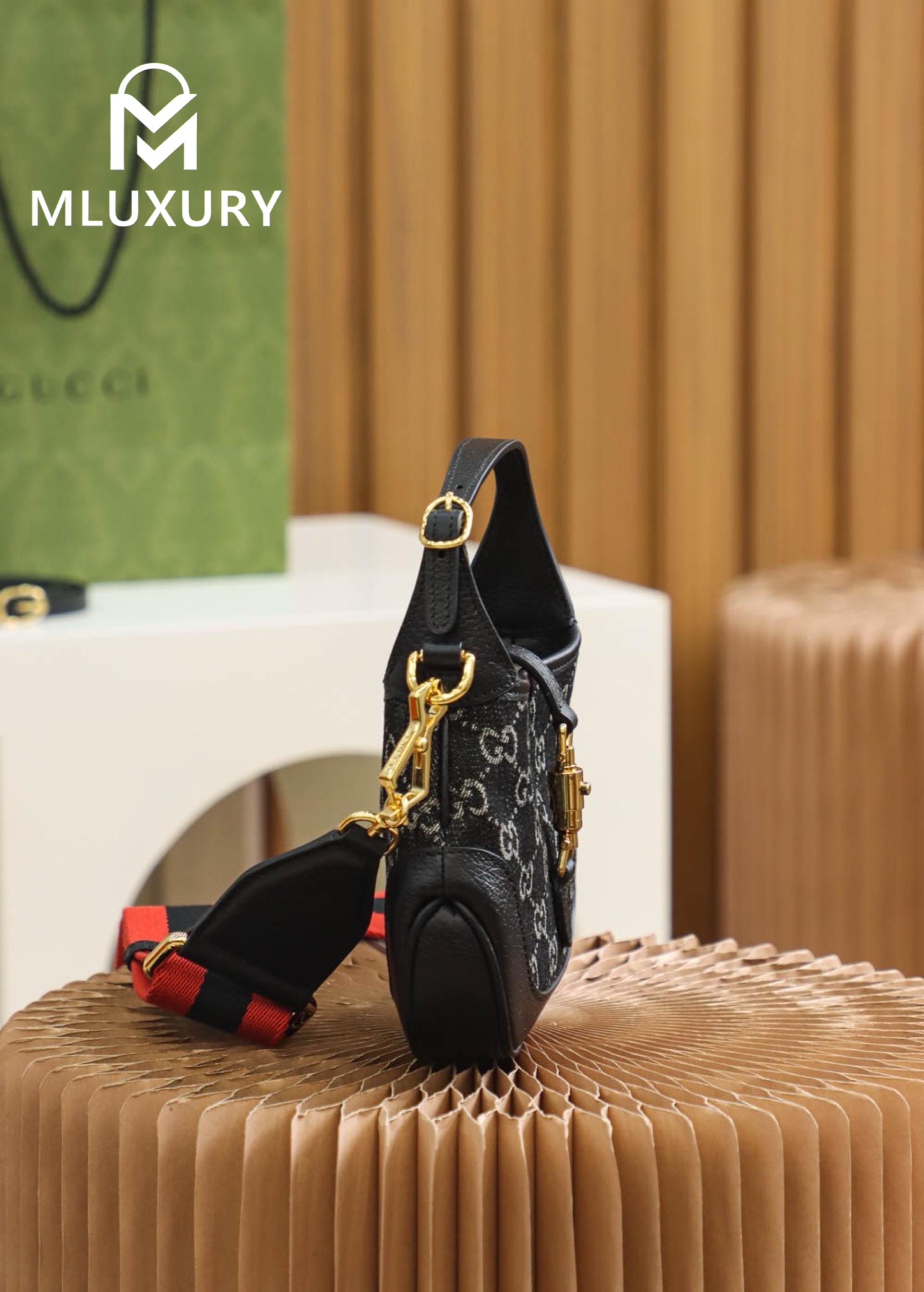 GUCCI Jackie 1961 Denim Mini, Original Leather