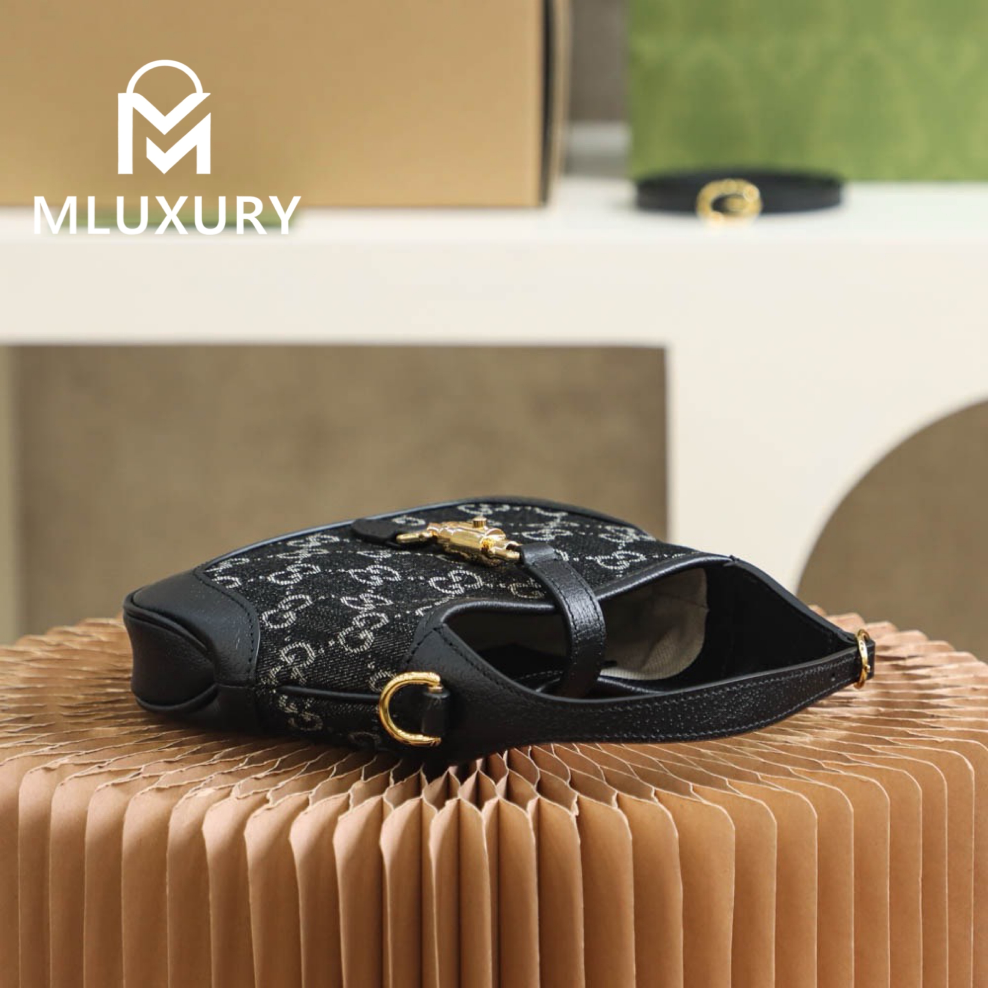 GUCCI Jackie 1961 Denim Mini, Original Leather