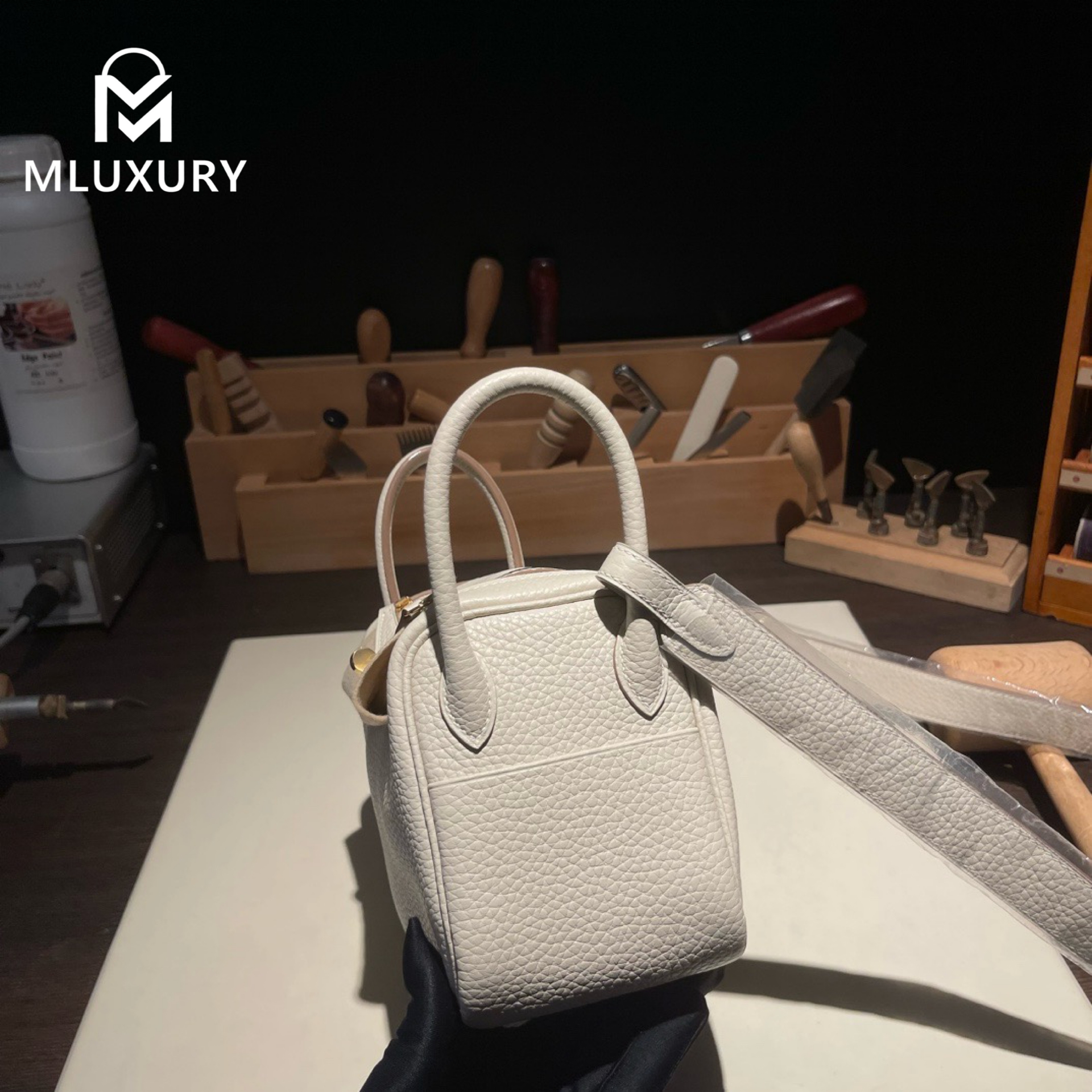 Hermès Mini Lindy II, TC leather, Milkshake white, Gold and Silver hardware