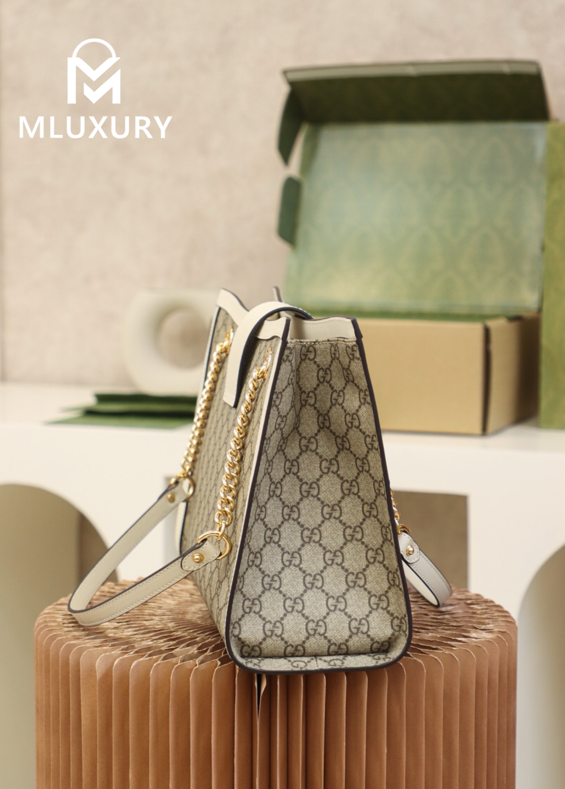 GUCCI Padlock Medium, Genuine Leather, White