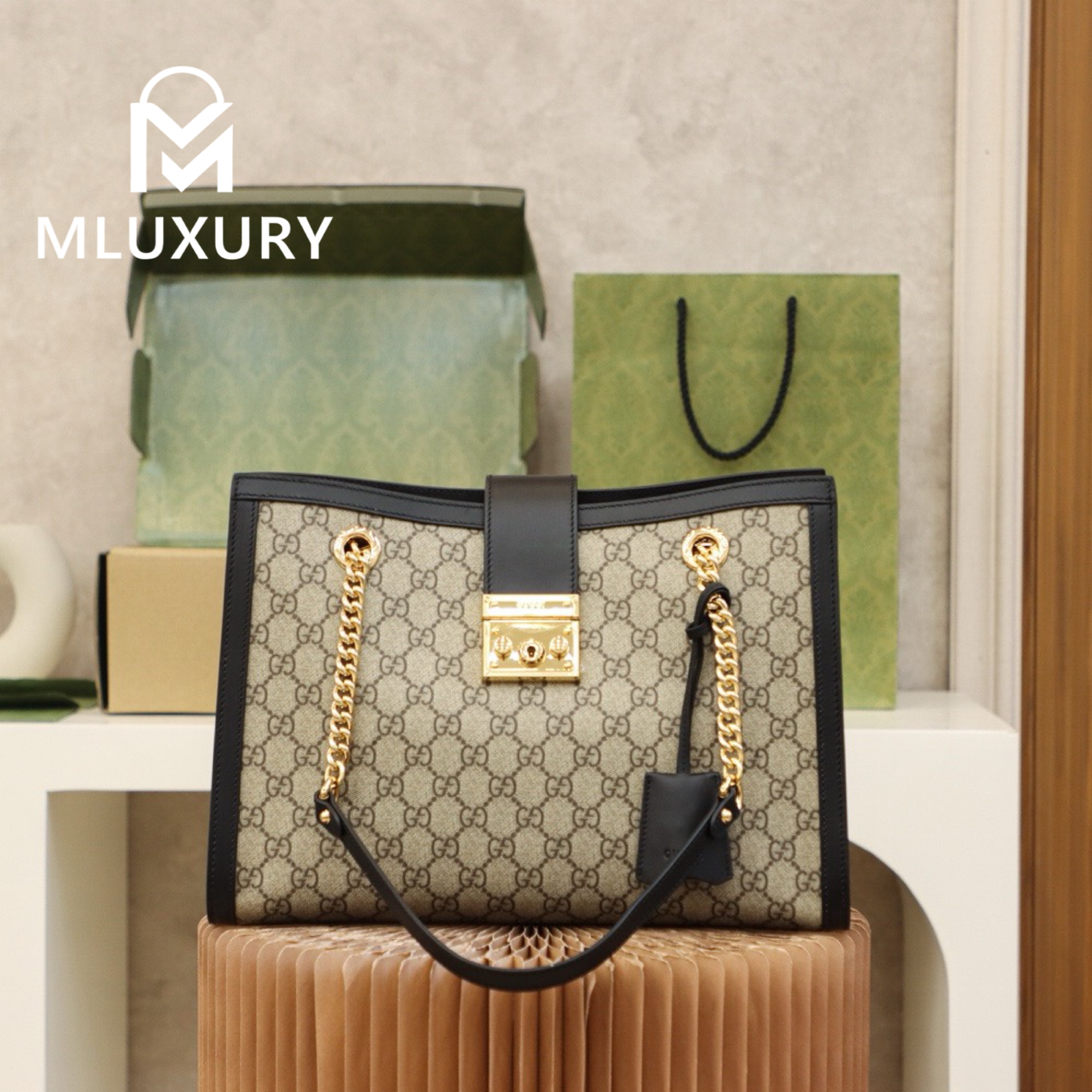 GUCCI Padlock Medium, Genuine Leather, Black