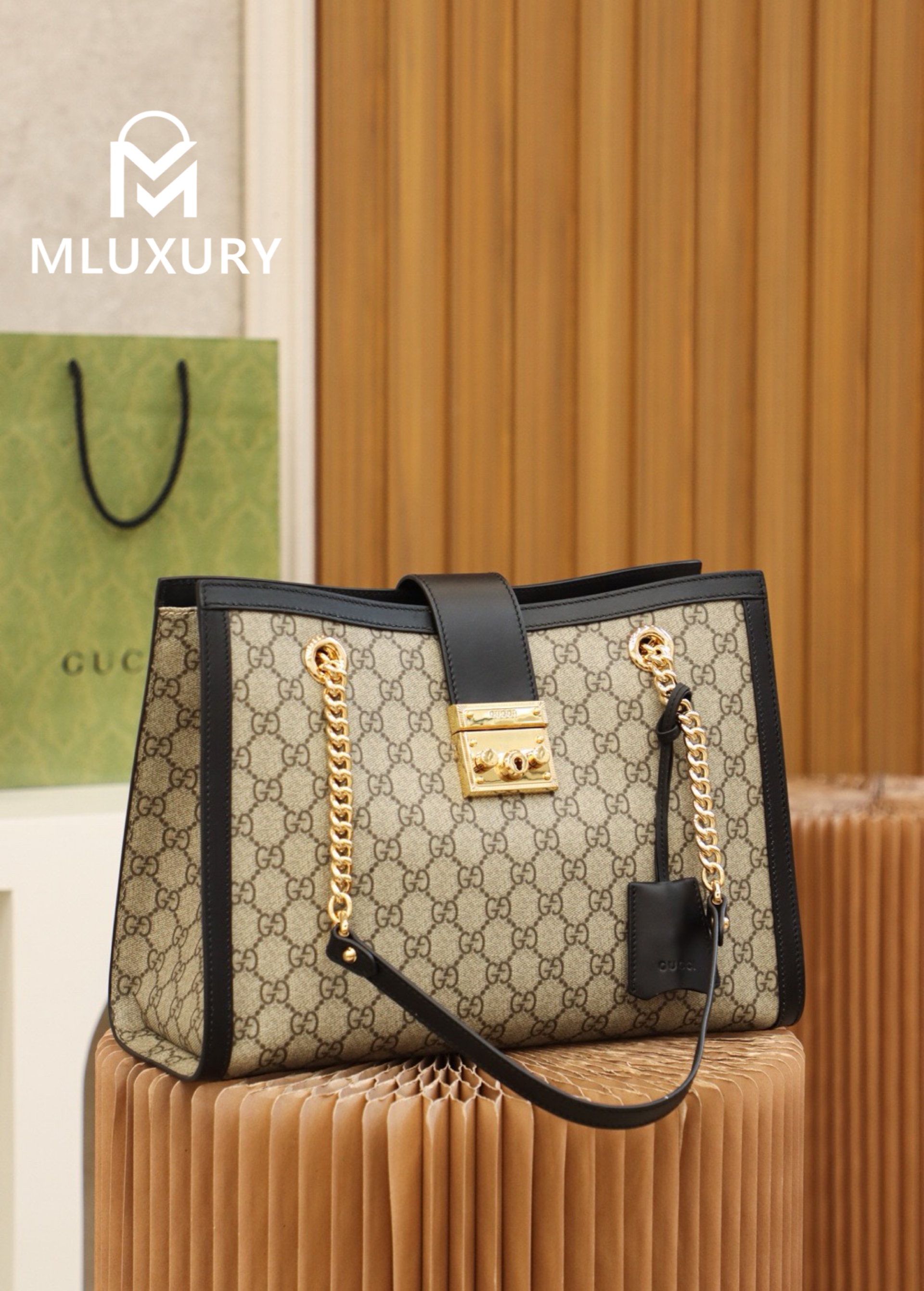 GUCCI Padlock Medium, Genuine Leather, Black