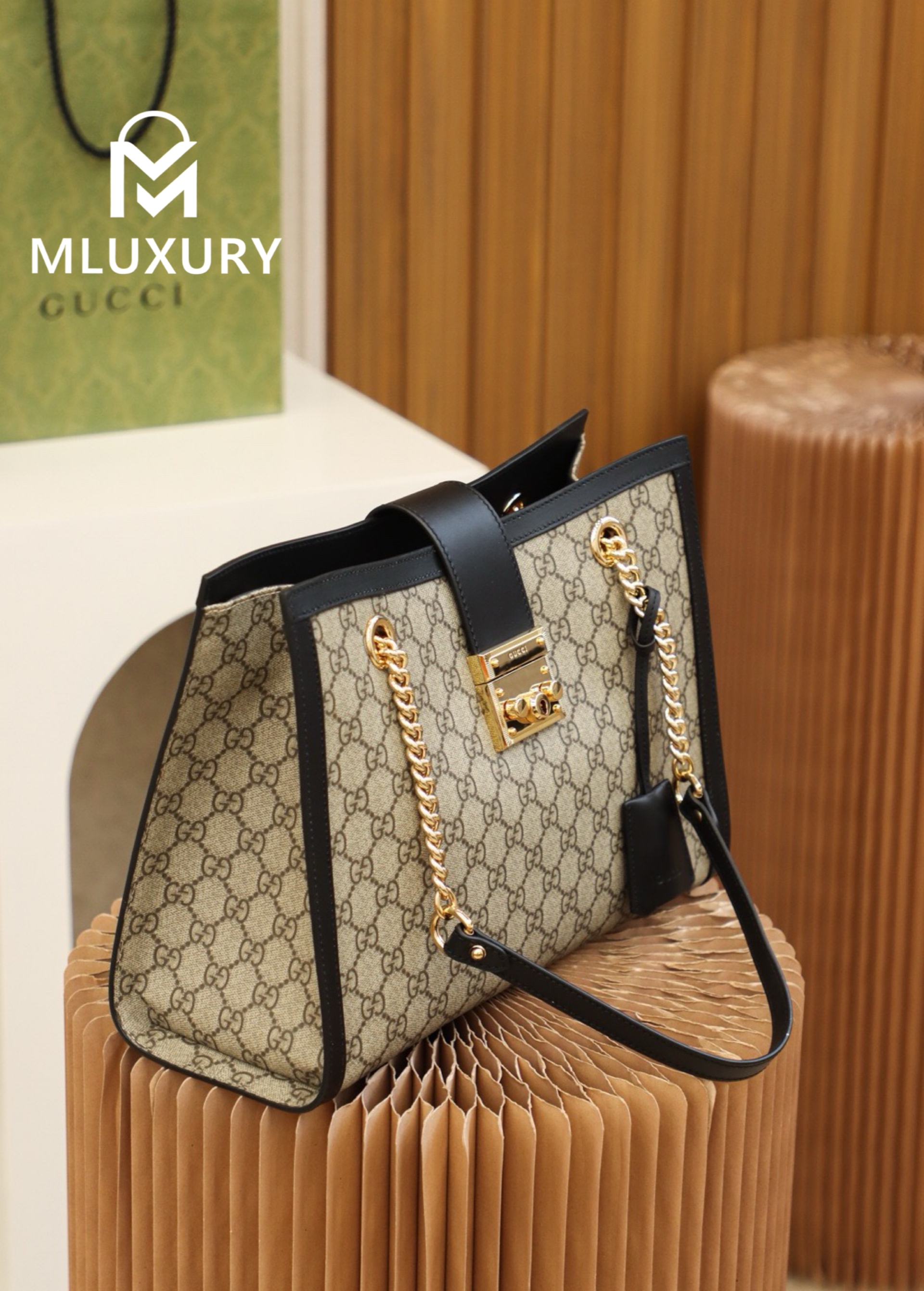 GUCCI Padlock Medium, Genuine Leather, Black