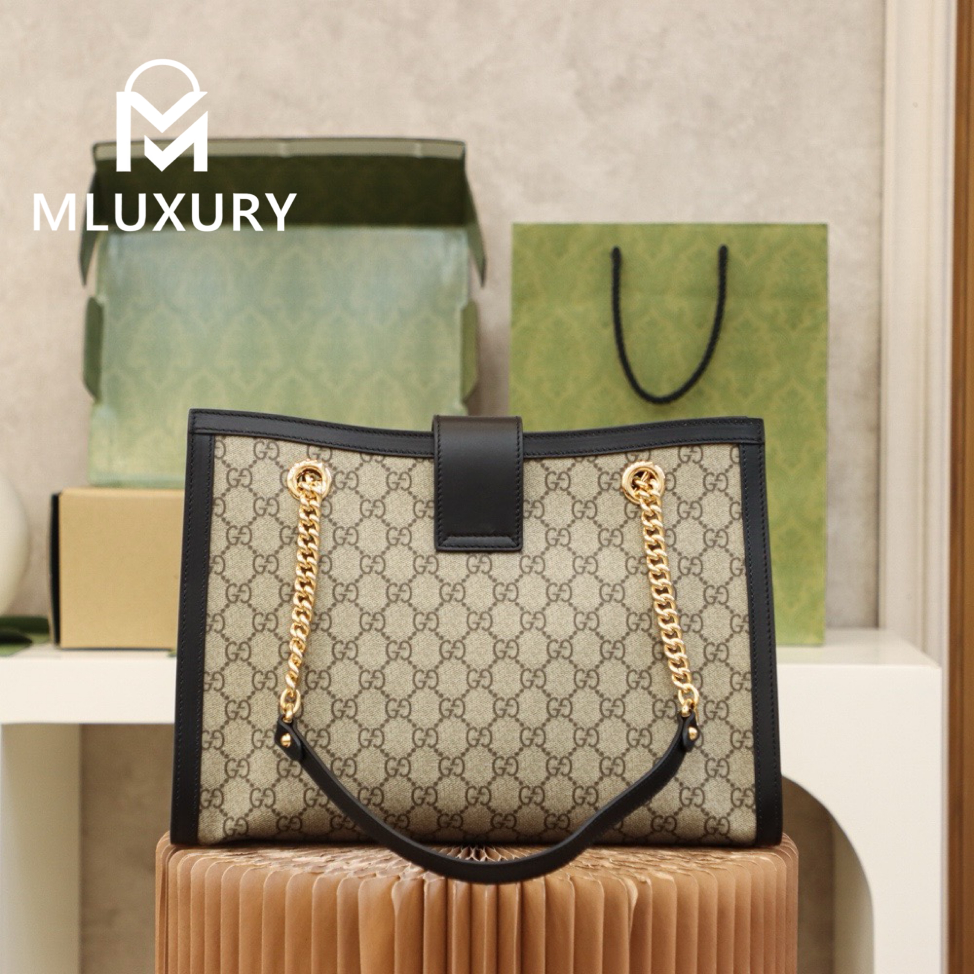 GUCCI Padlock Medium, Genuine Leather, Black