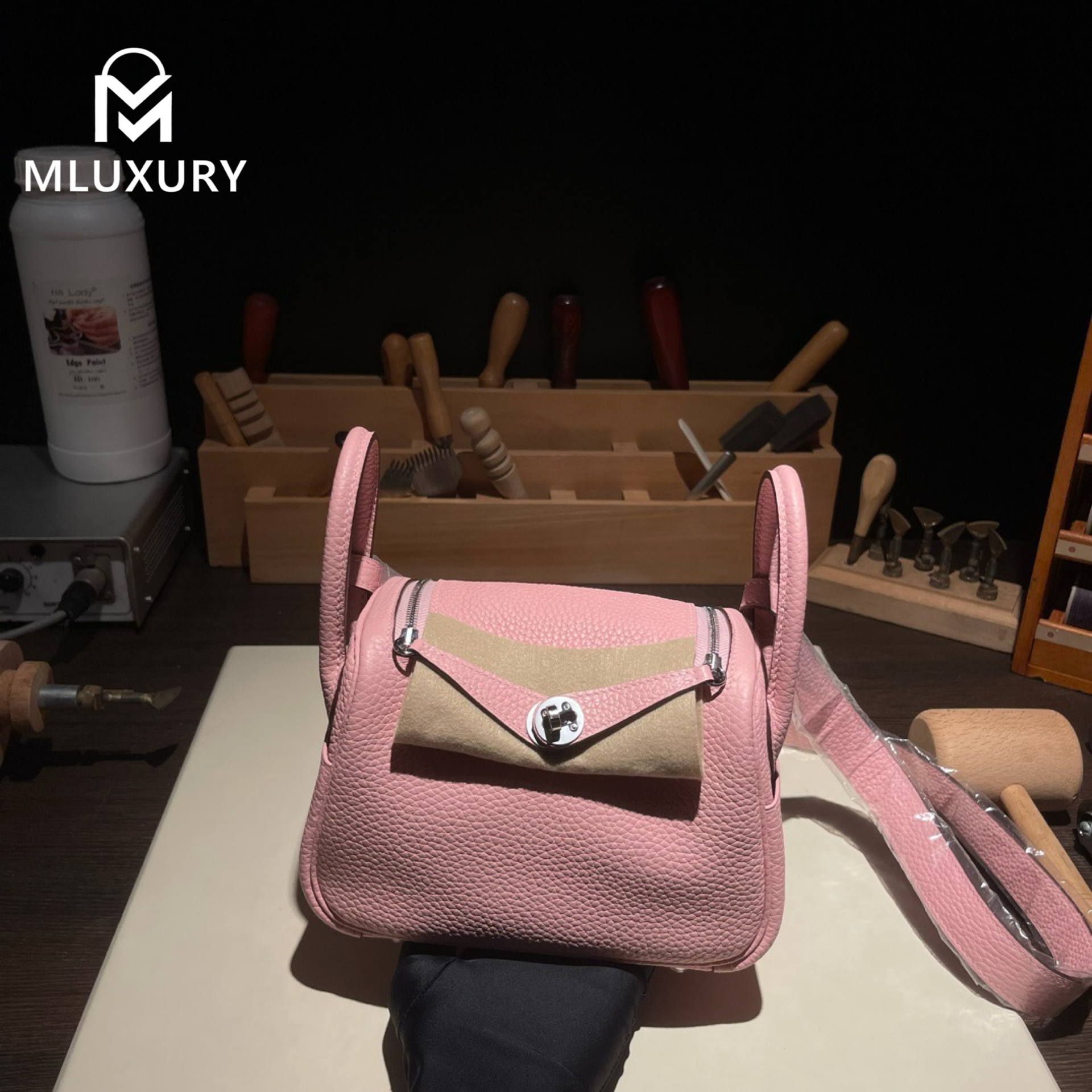 Hermès Mini Lindy II, TC leather, 3Q cherry blossom pink, Gold and Silver hardware