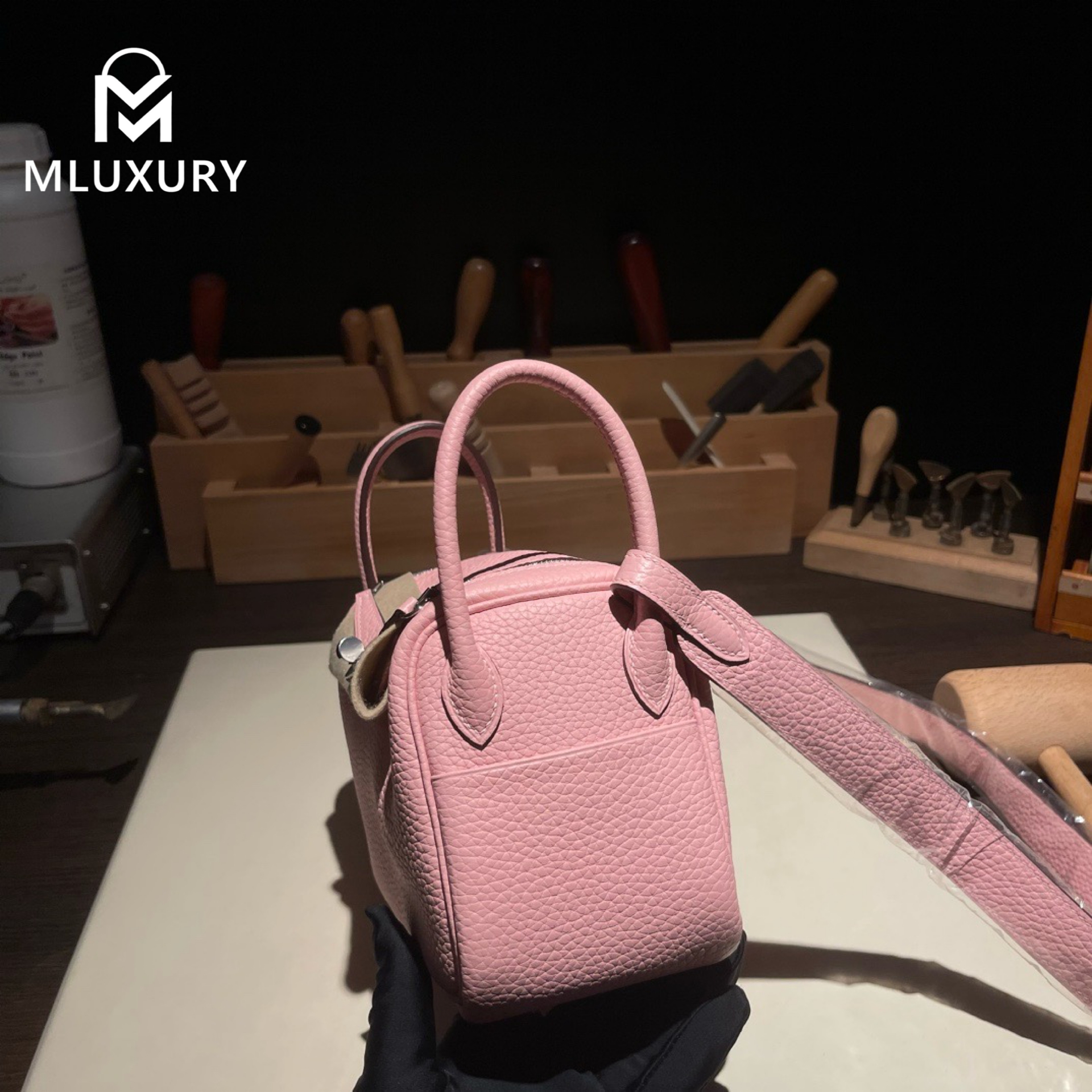 Hermès Mini Lindy II, TC leather, 3Q cherry blossom pink, Gold and Silver hardware