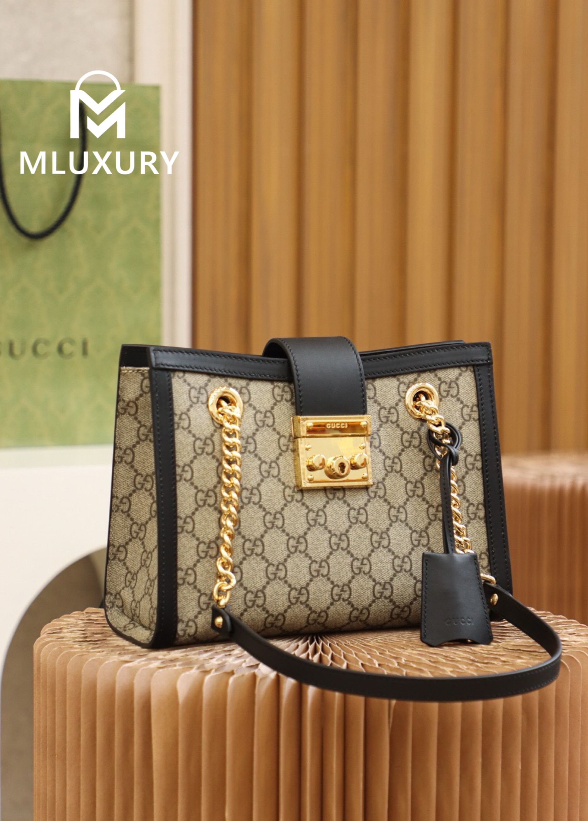 GUCCI Padlock Small, Genuine Leather, Black