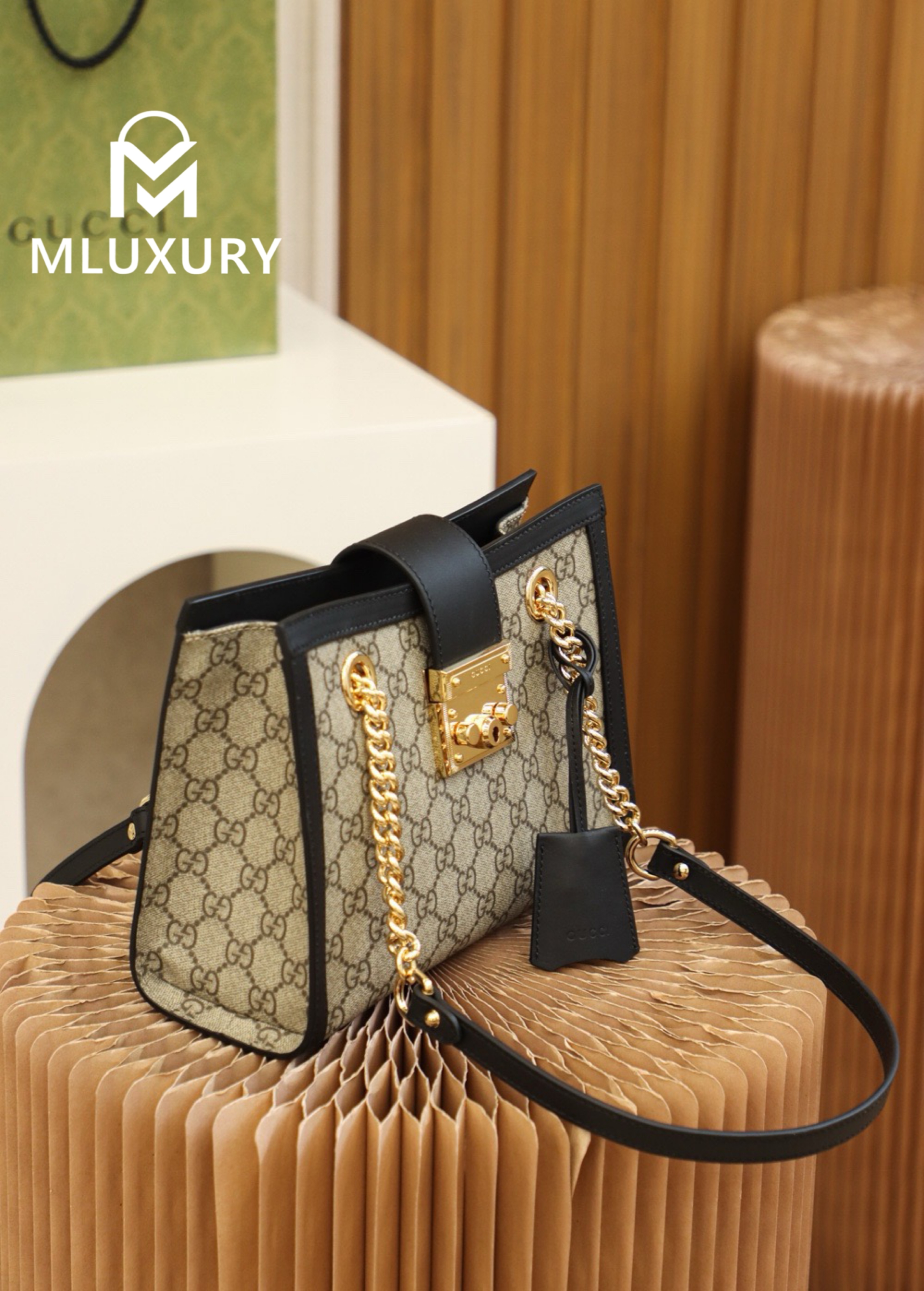 GUCCI Padlock Small, Genuine Leather, Black