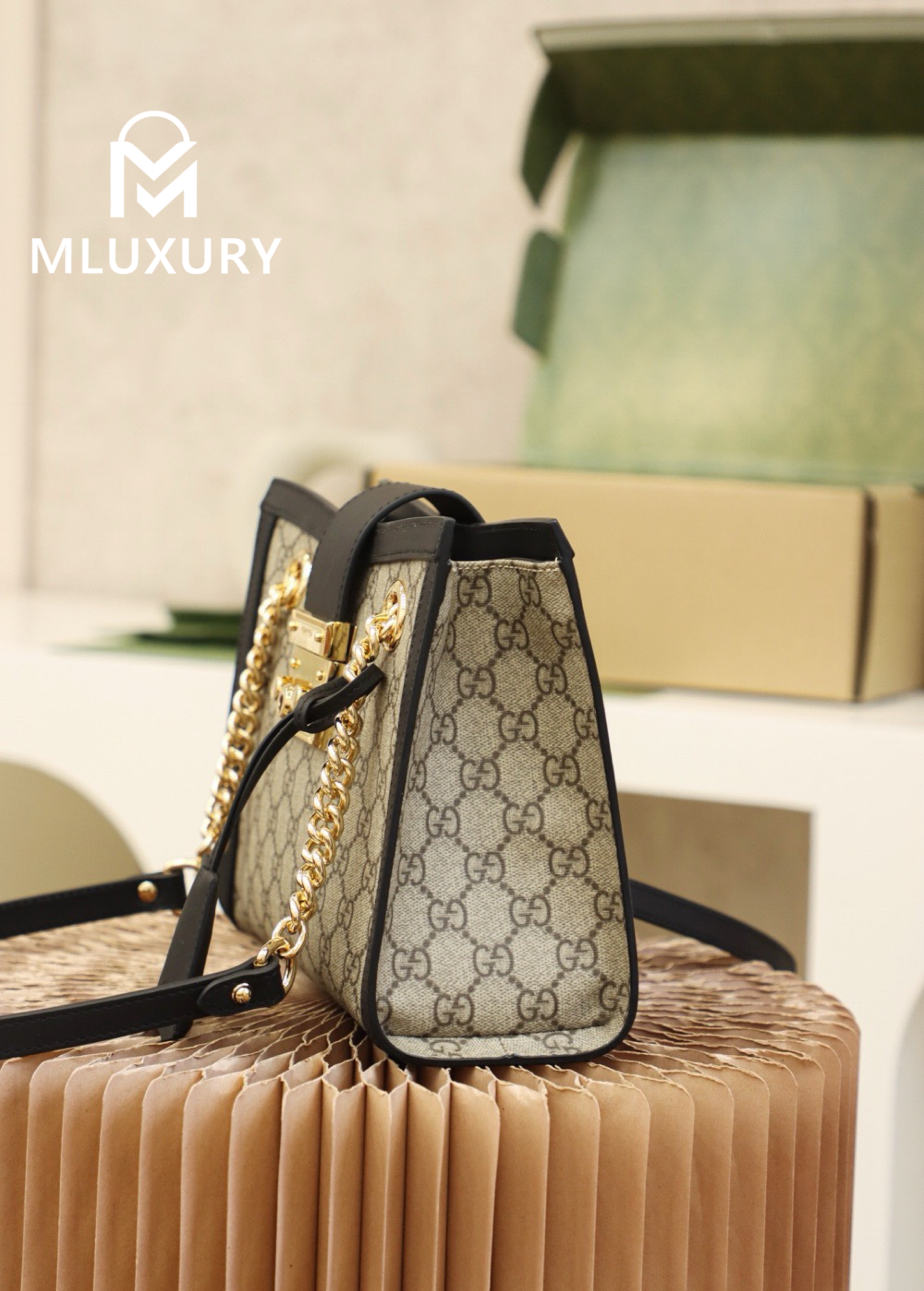 GUCCI Padlock Small, Genuine Leather, Black