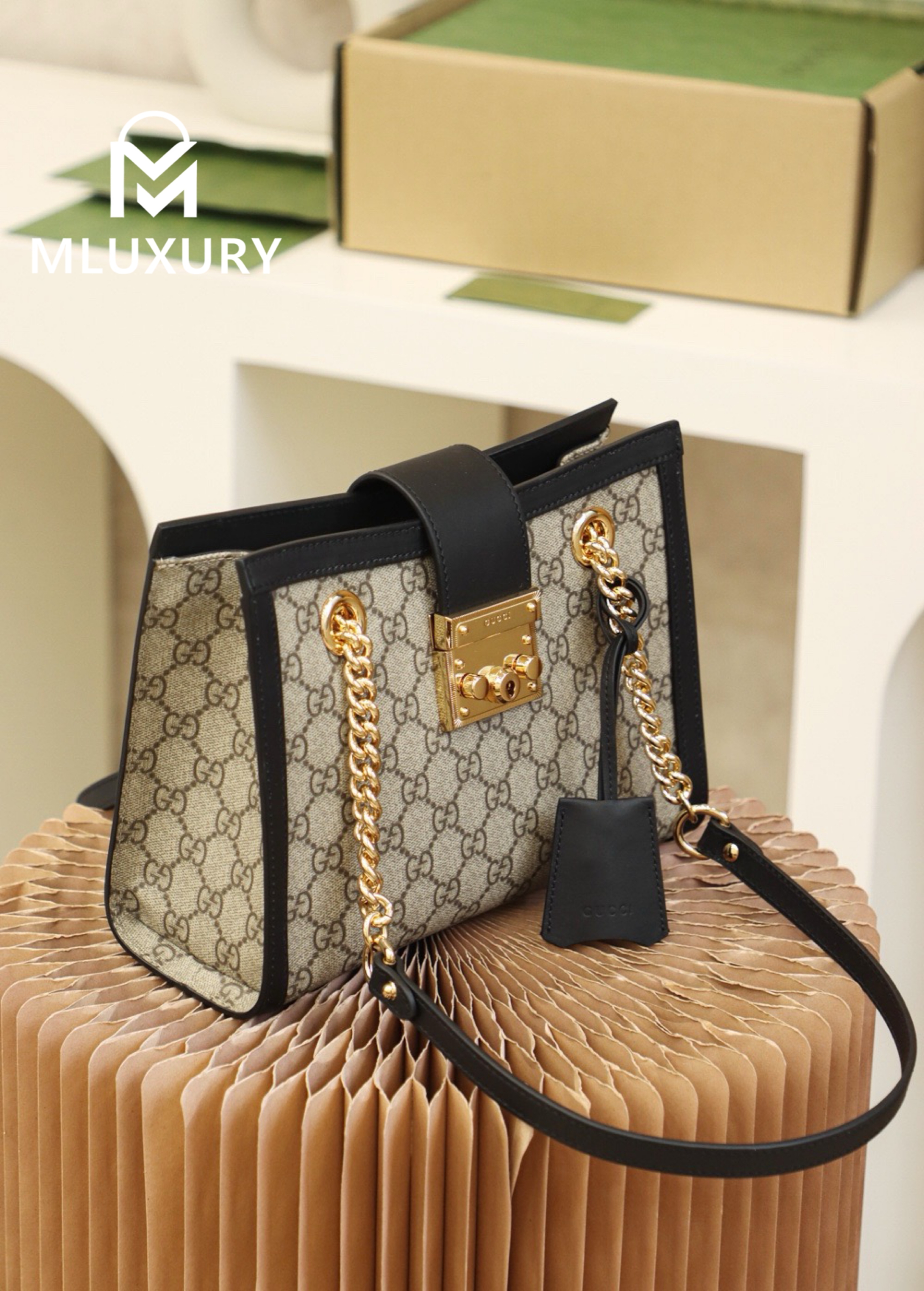 GUCCI Padlock Small, Genuine Leather, Black
