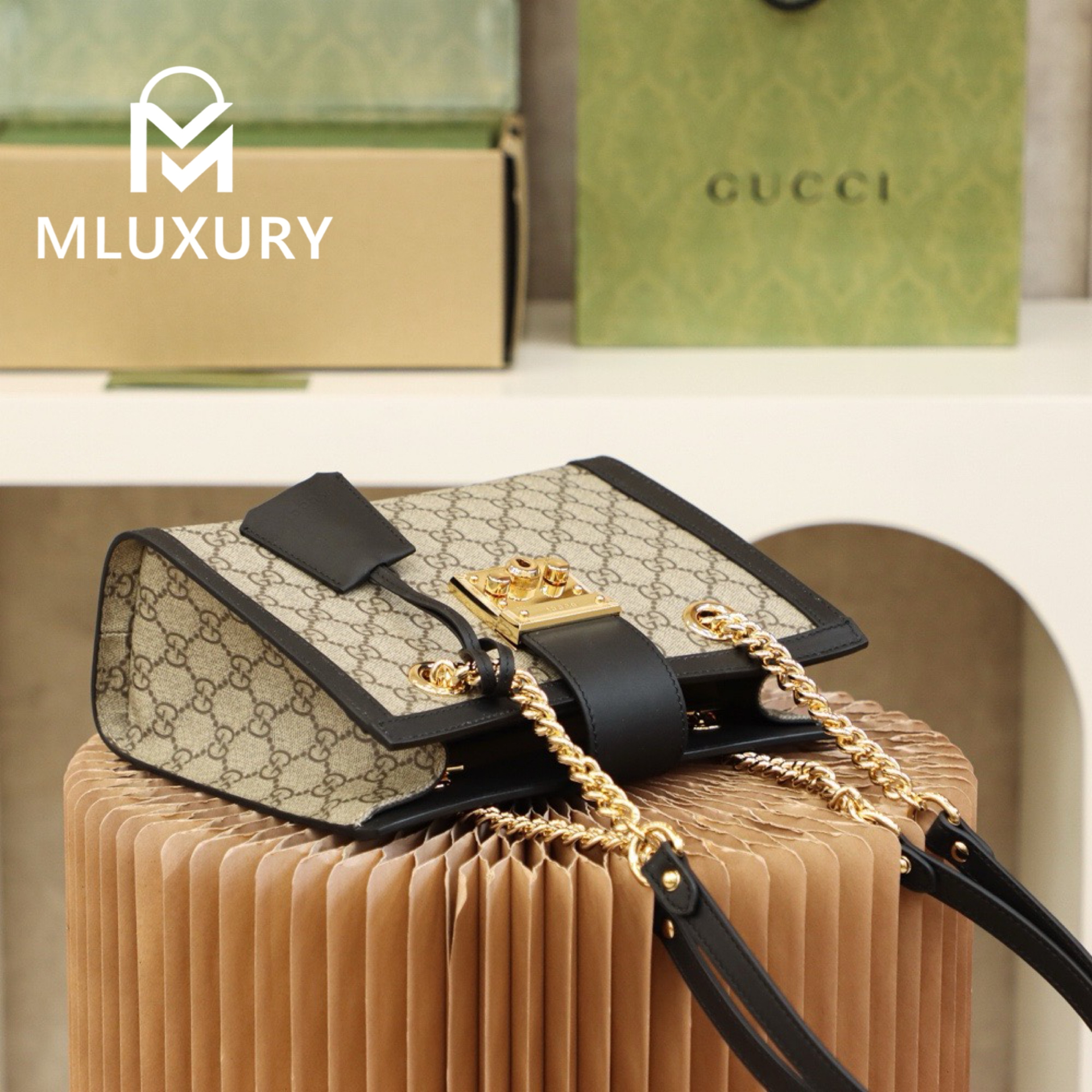 GUCCI Padlock Small, Genuine Leather, Black