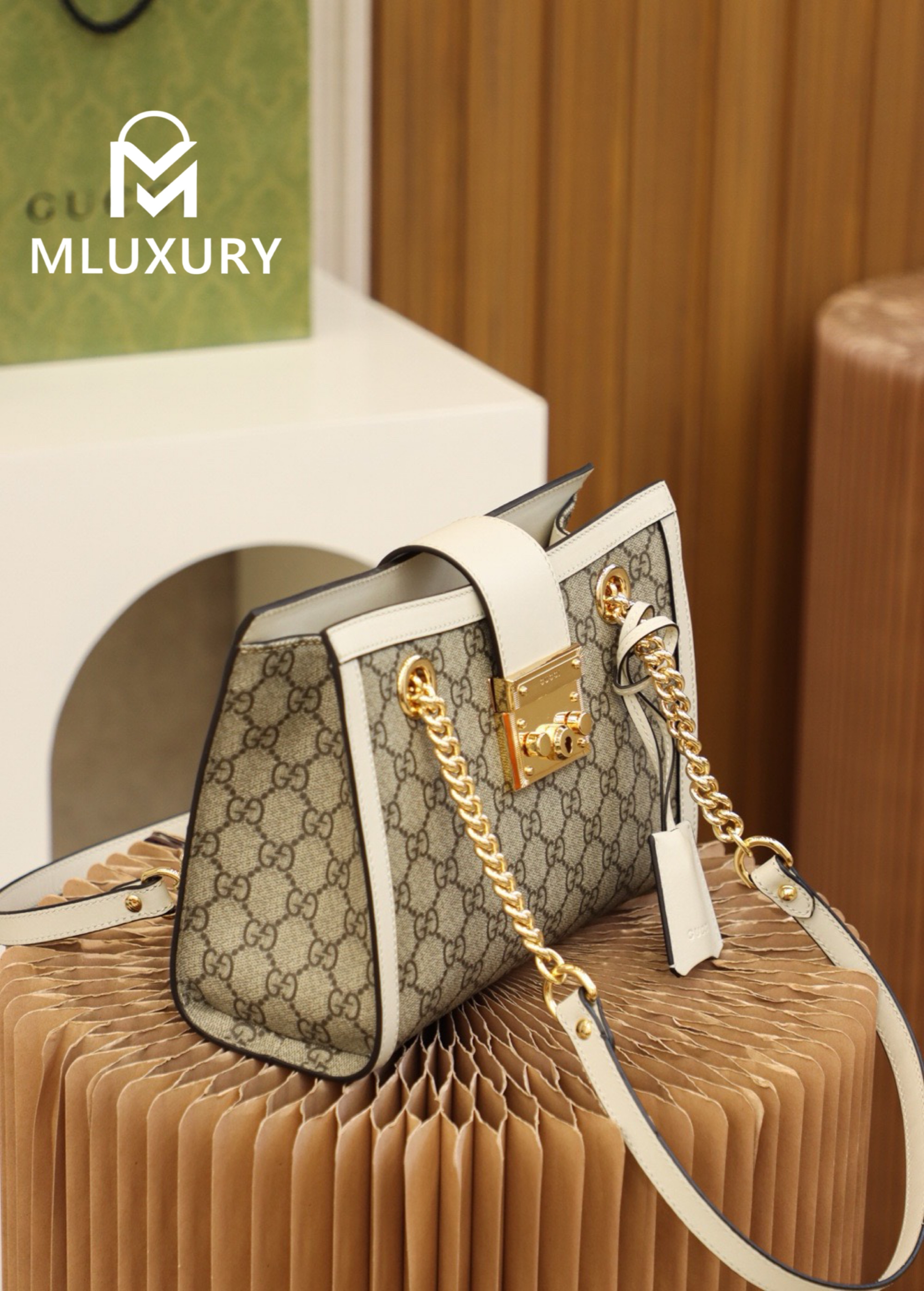 GUCCI Padlock Small, Genuine Leather, White