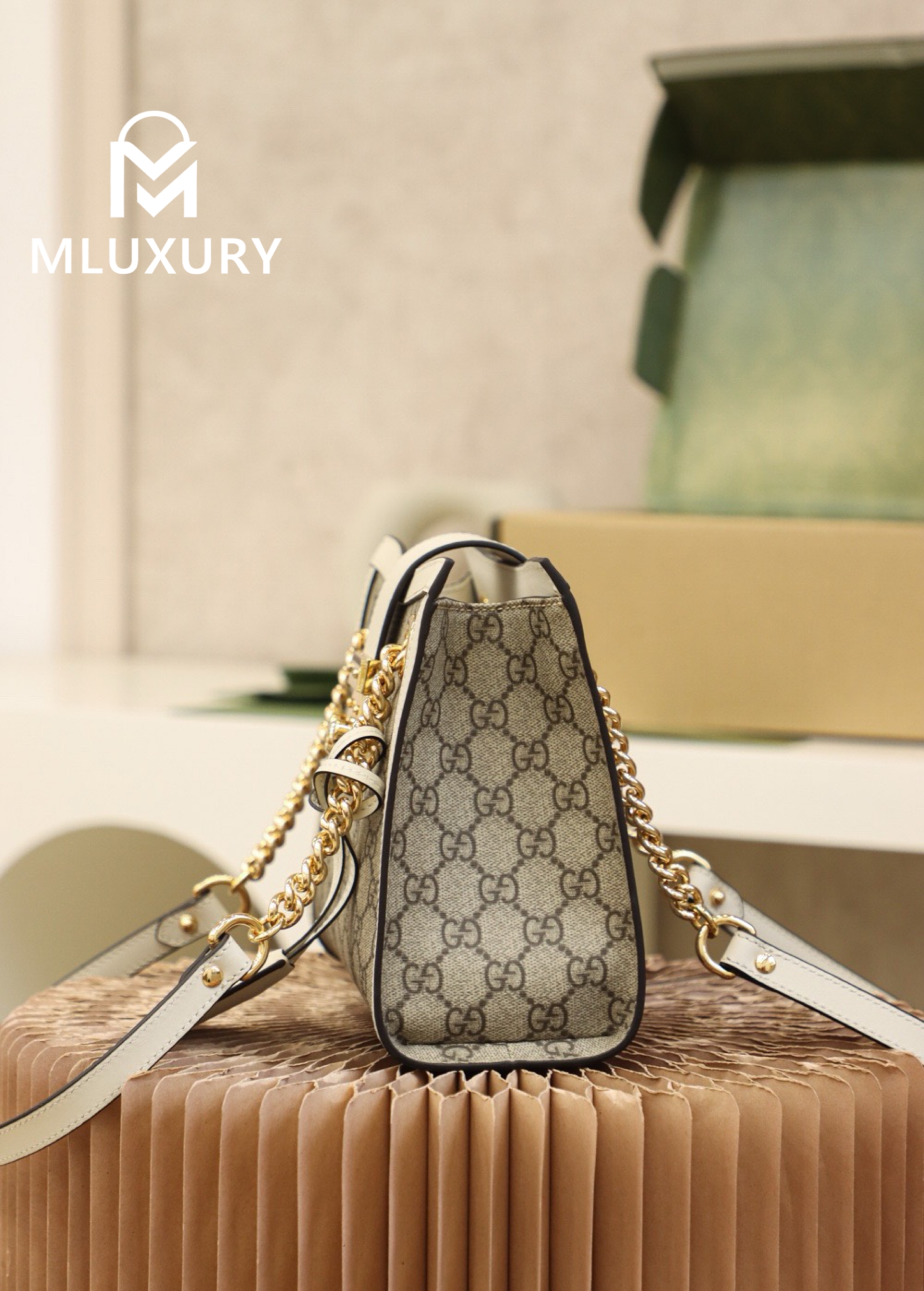 GUCCI Padlock Small, Genuine Leather, White