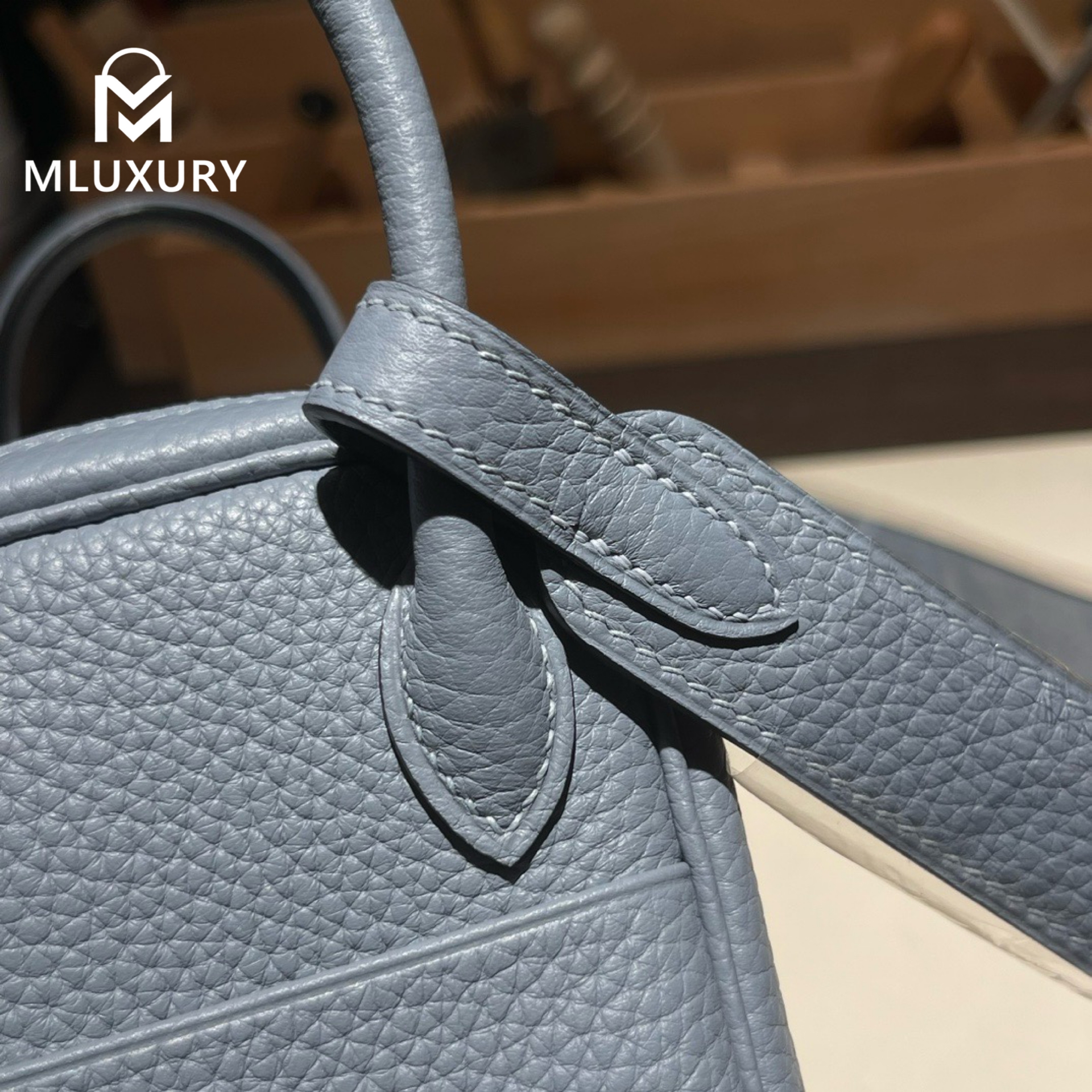 Hermès Mini Lindy II, TC leather, J7 linen blue, silver hardware