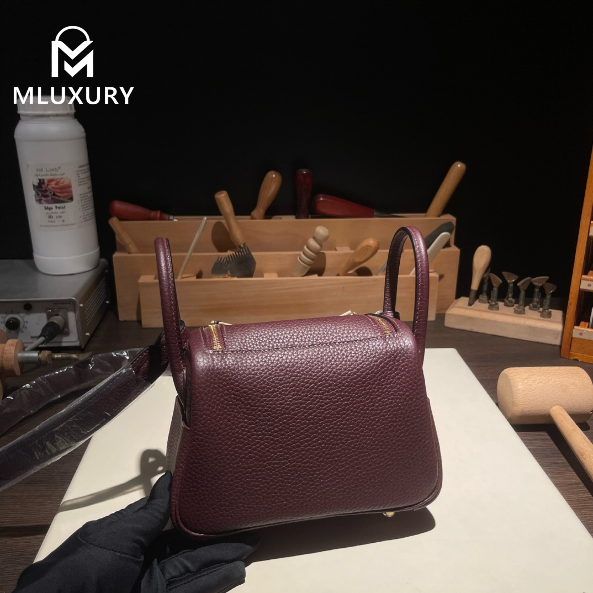 Hermès Mini Lindy II, TC leather, Saddle red, Silver hardware