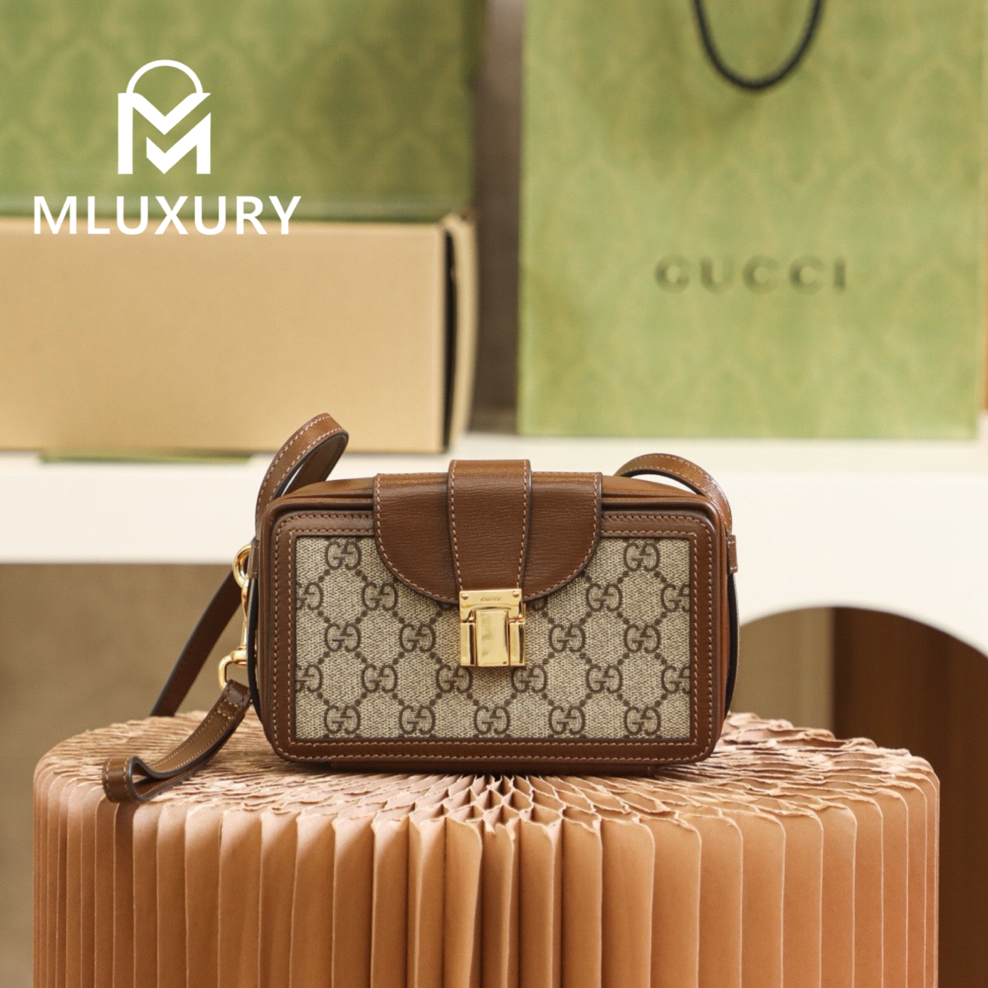 GUCCI Vintage Box Bag, Genuine Leather