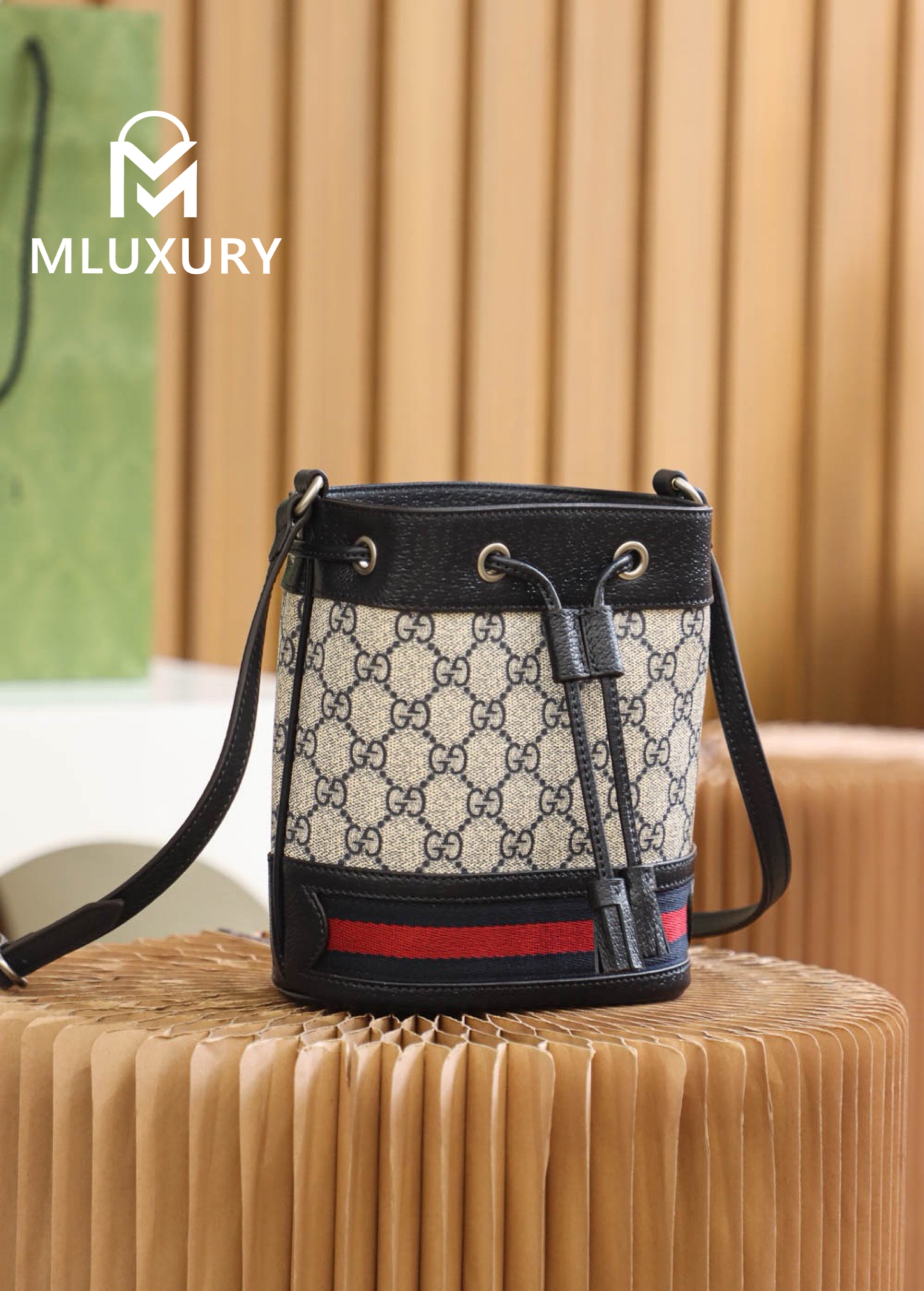 GUCCI Ophida Bucket Mini Bag, Genuine Leather